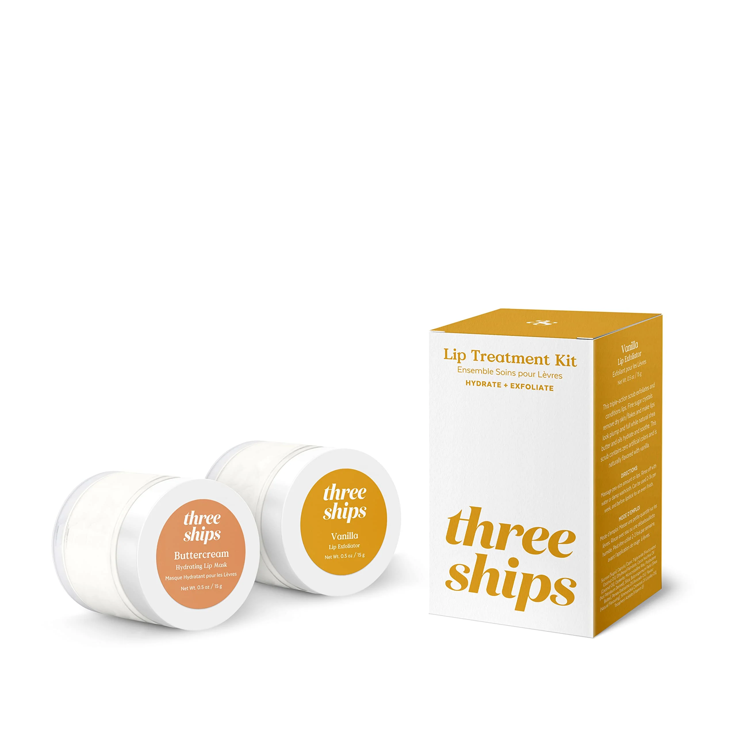Practical Three Ships - Lip Treatment Kit Buttercream Lip Mask Vanilla Lip Exfoliator Smooth Nourish Plump Cruelty- Vegan Paraben- Classic