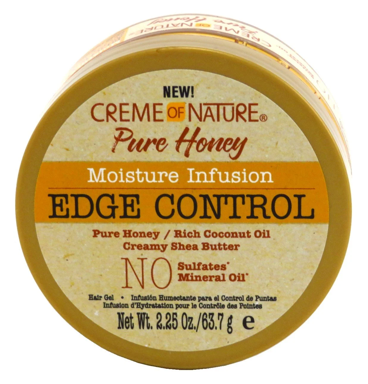 Powerful Creme Of Nature Pure Honey Edge Control Gel 2.25 Ounce Jar 66ml 6 Pack Natural