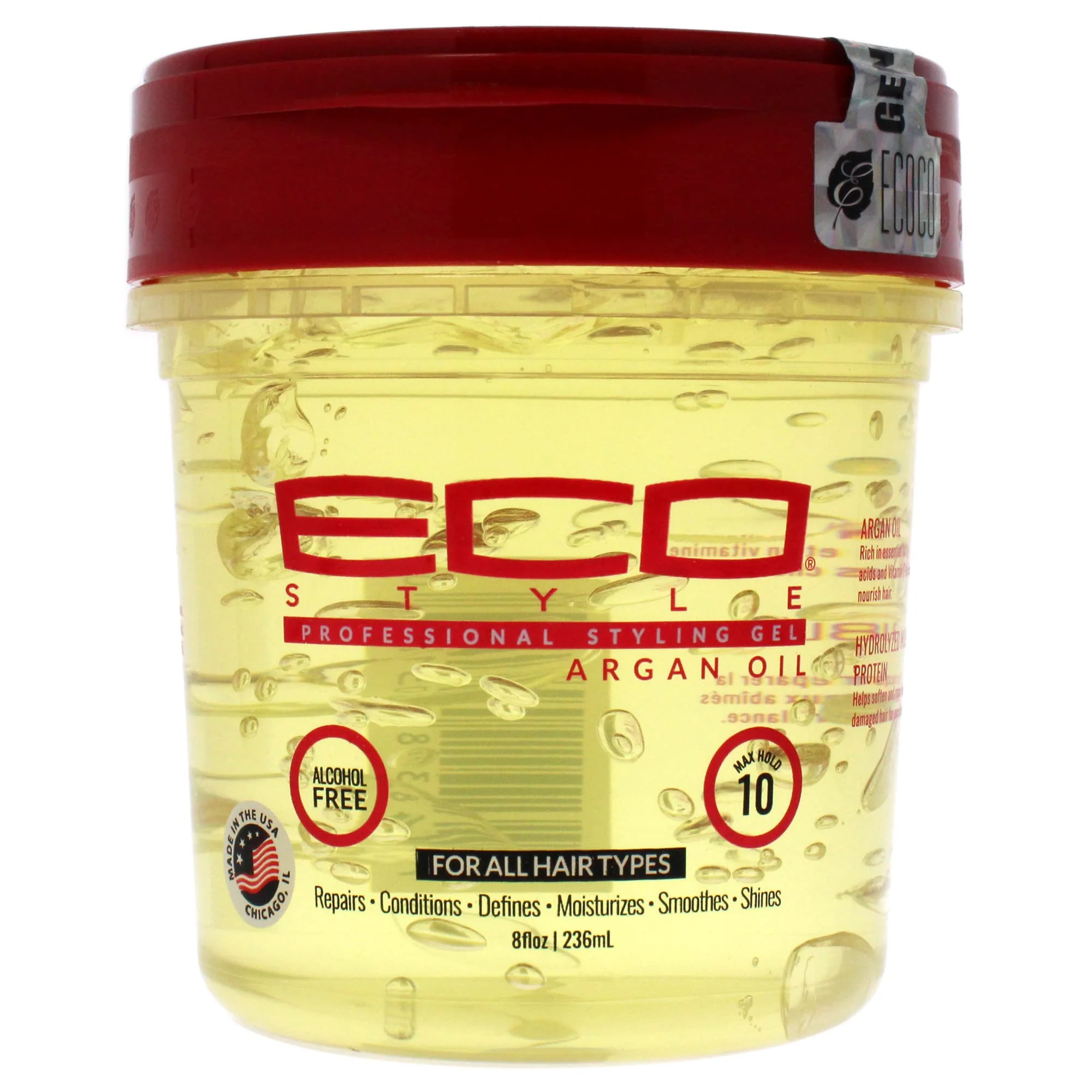 High-Grade ECOCO Moroccan Argan Oil Styling Gel 8 Fluid Ounce Authentic
