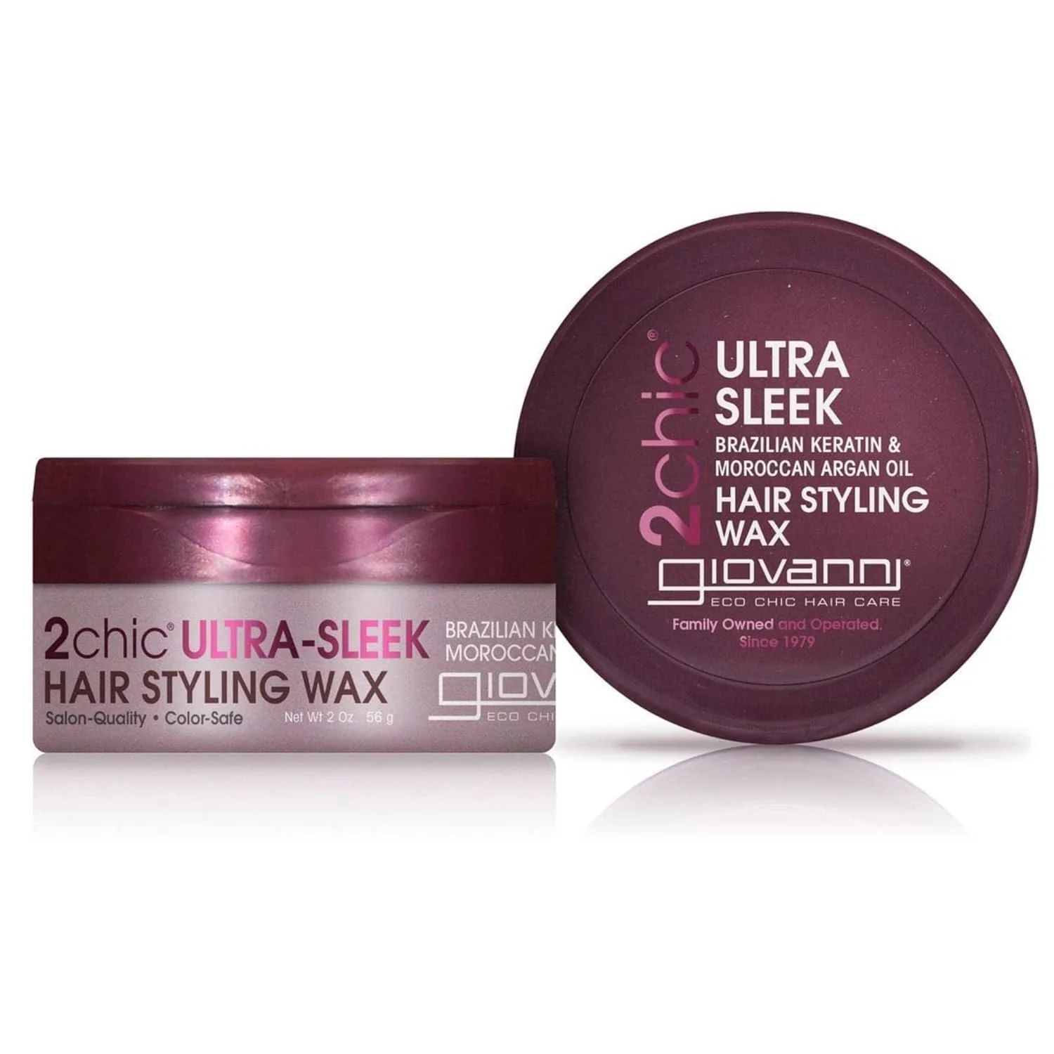 High-Performance GIOVANNI 2chic Ultra Sleek Hair Styling Wax - Brazilian Phyto-Keratin Moroccan Argan Oil Strong Hold Keeps Hair In Place Nourishing Anti-Frizz Effective