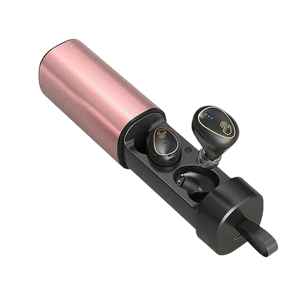 Refined Maxbell Wireless Earbuds Built in Microphone LED Display Headset for Travel Working Rose Gold Green