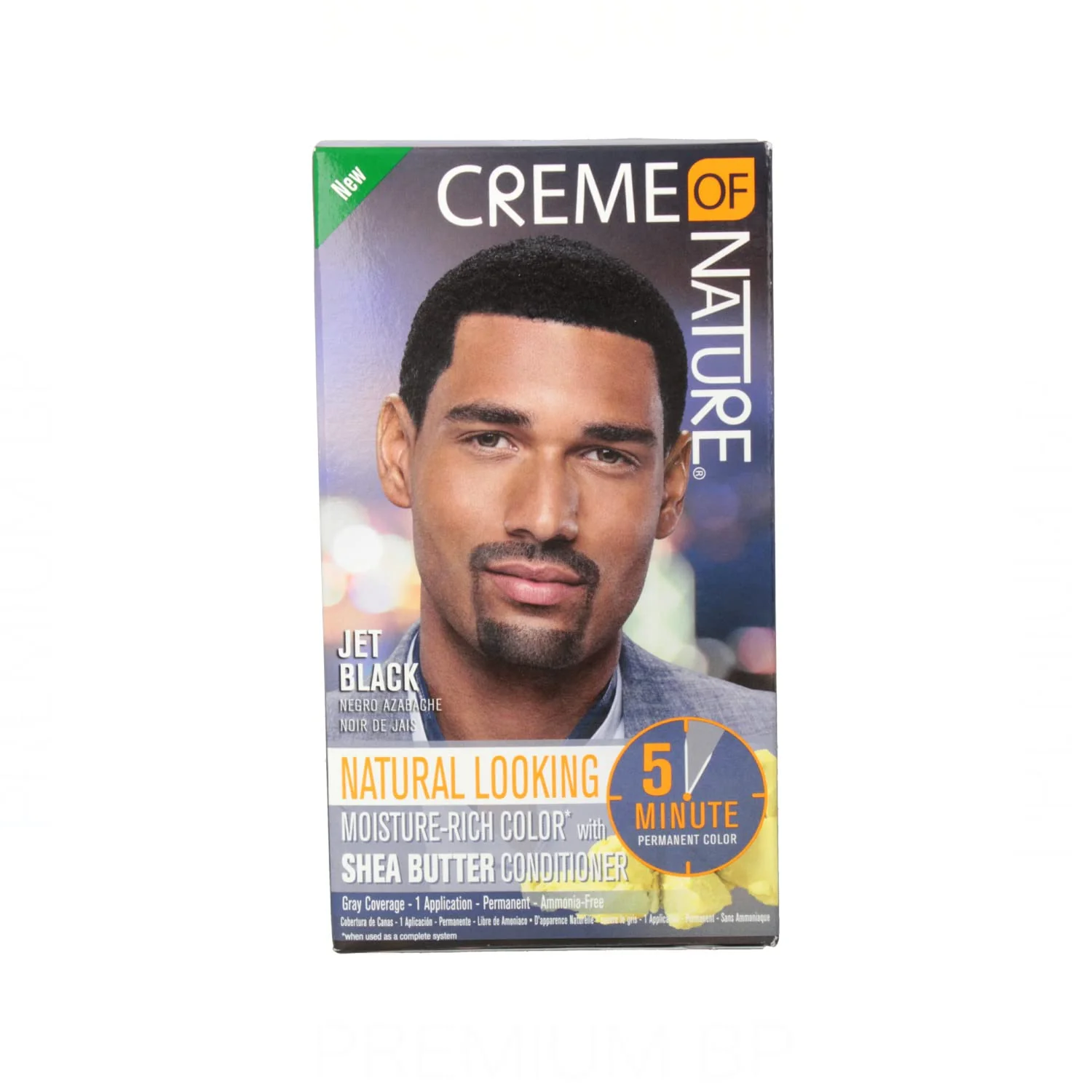 Fashionable Men's Hair Color by Creme of Nature Jet Black Moisture-Rich Color with Shea Butter Conditioner 1 Application Fine Crafted