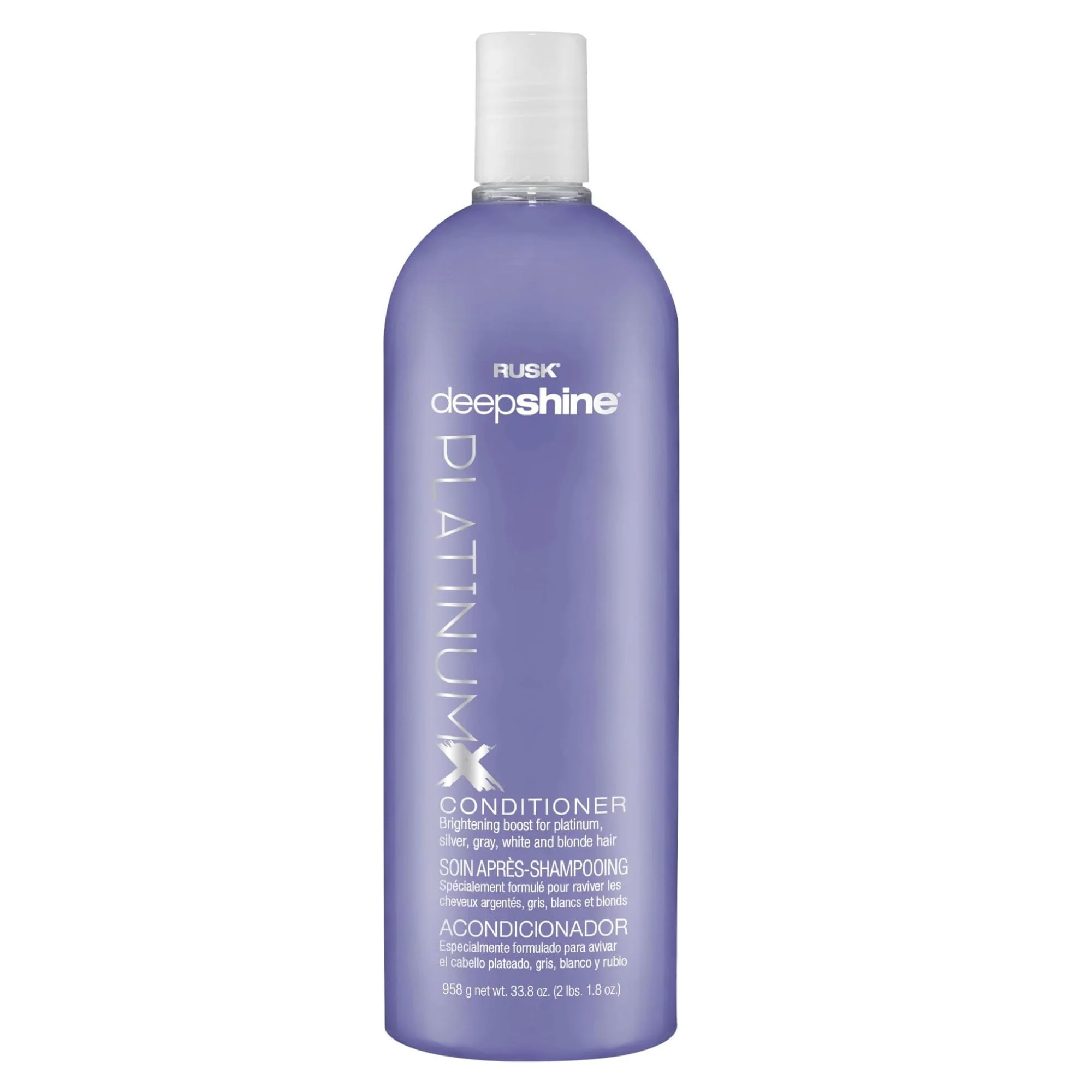 Proven RUSK Deepshine PlatinumX Conditioner Eliminates Brassiness Brightening Boost for Platinum Silver Gray White and Blonde Hair 33.8 oz Comfortable