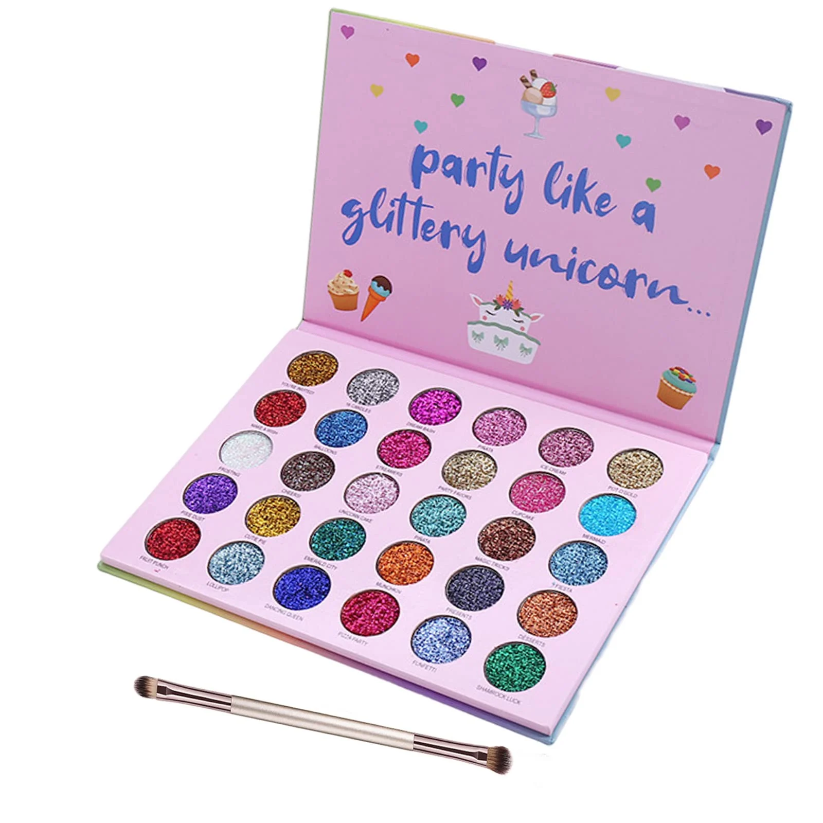 Exceptional ABELYN 30 Colors Glitter Eyeshadow Makeup Palette Colorful Sparkly Eye Shadow Pallet 1Pc Eyeshadow Brush Long Lasting Glitter Pressed Powder Palette Classic