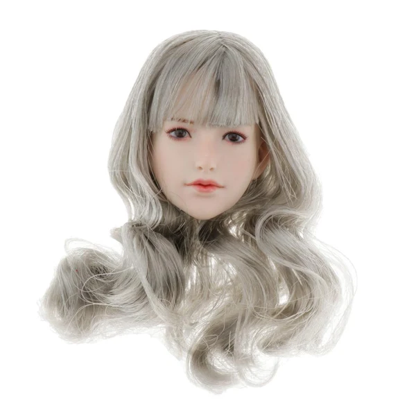 Solid Maxbell 1 6 Female Soldiers Head Sculpt for 12inch Action Figures Gray Curls Hair Durable