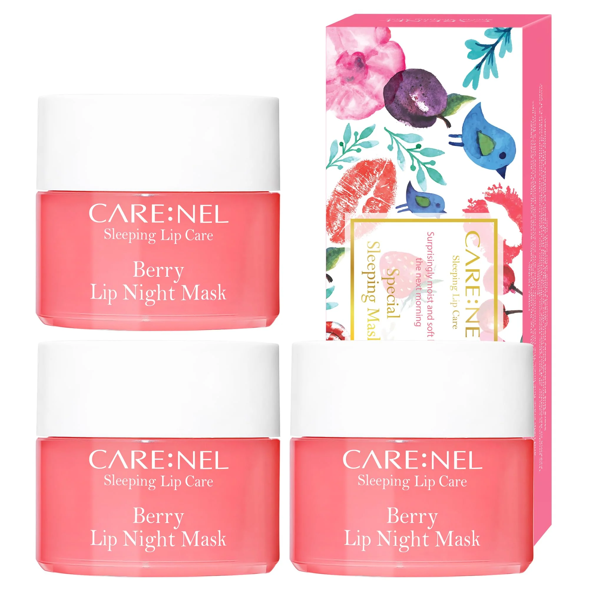 Official CARENEL Lip Sleeping Mask 5g Berry 3Set - Moisturizer for Dry Lips - Overnight Treatments Balm Day and Night Repair Gloss Scrubs Exfoliator Effective