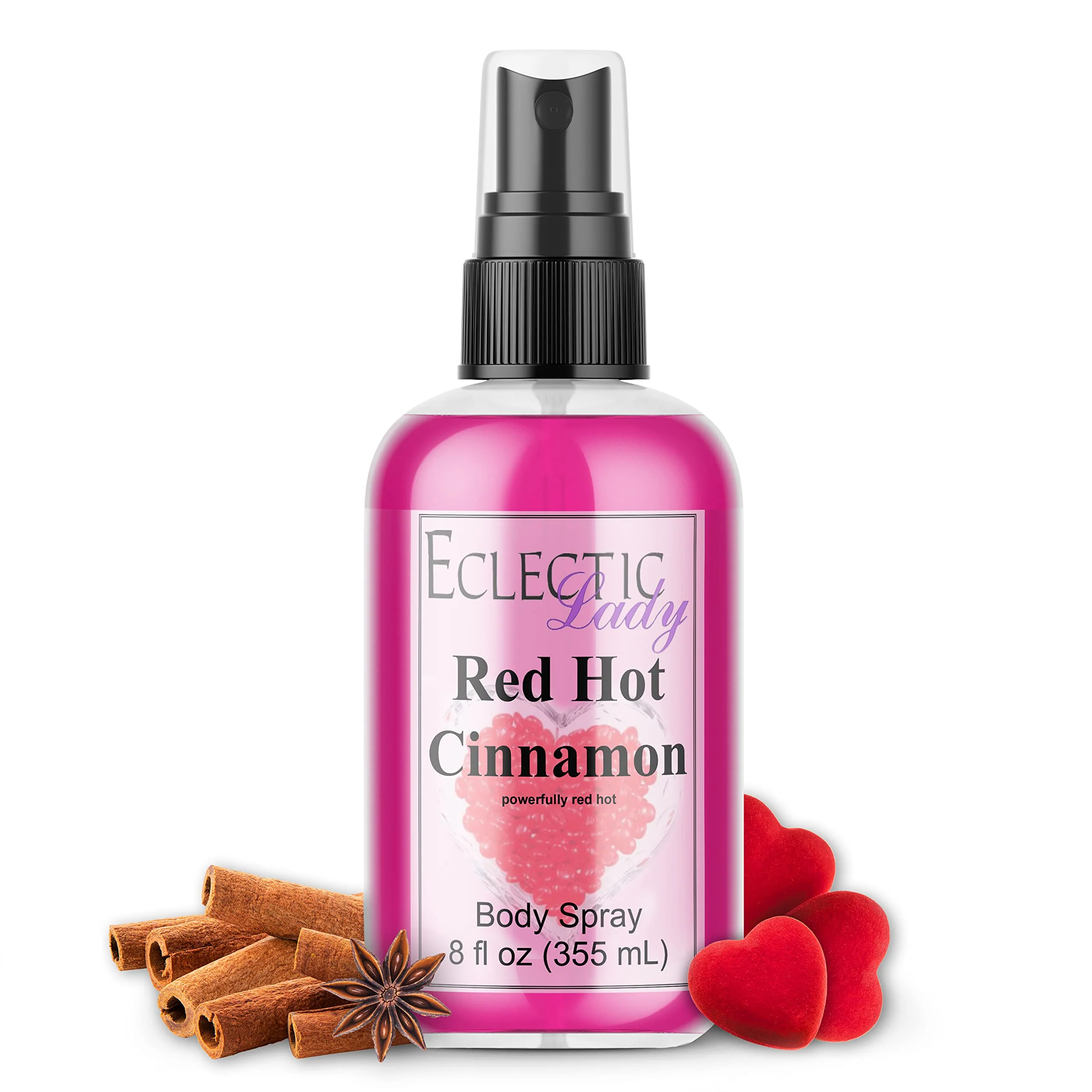 High-Quality Eclectic Lady Red Hot Cinnamon Body Spray 8 ounces Body Mist for Women with Clean Light Gentle Fragrance Cologne with Soft Subtle Aroma Solid