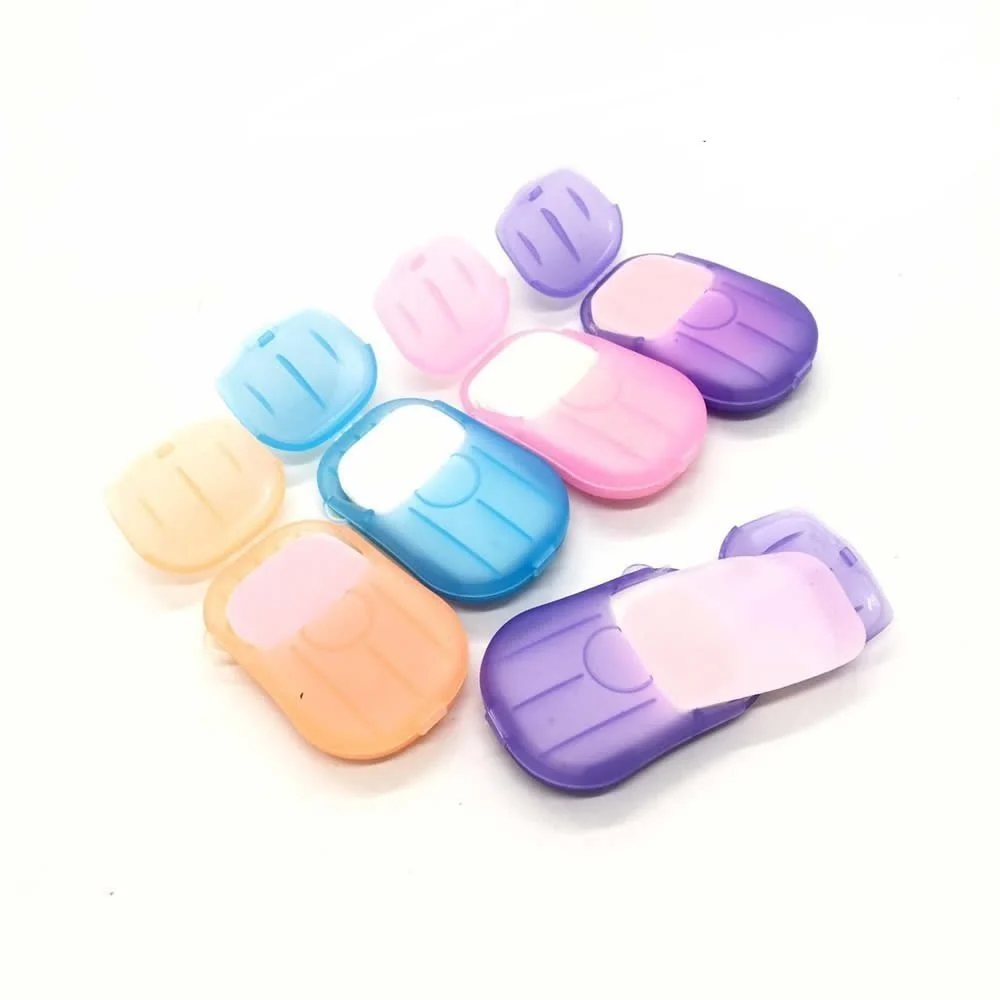 Specialty esowemsn 6 Packs Portable Disposable Travel Hiking Washing Hand Bath Toiletry Paper Soap Sheets Random Color Consistent