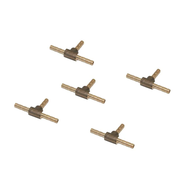 Elegant Max Maxb 5pcs Brass T Type Joiner Fuel Hose Joiner Tee Connector Air Water Gas 4mm Detailed