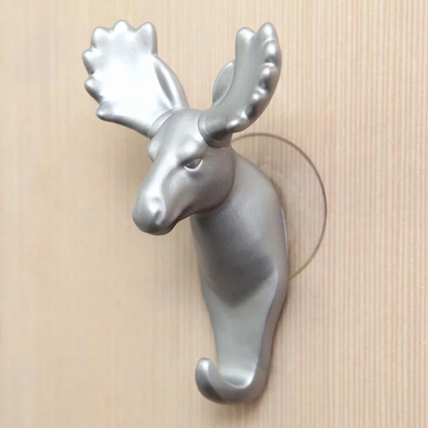 Solid Max Maxb Elk Elephant Head Suction Hooks Wall Hanger Rack Holder Silver-Deer Eco-Friendly
