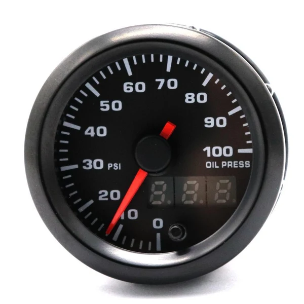 Effective Max Maxb Automobile Oil Meter Pressure Gauge 0-100 psi Analog Black Case with LED Unique