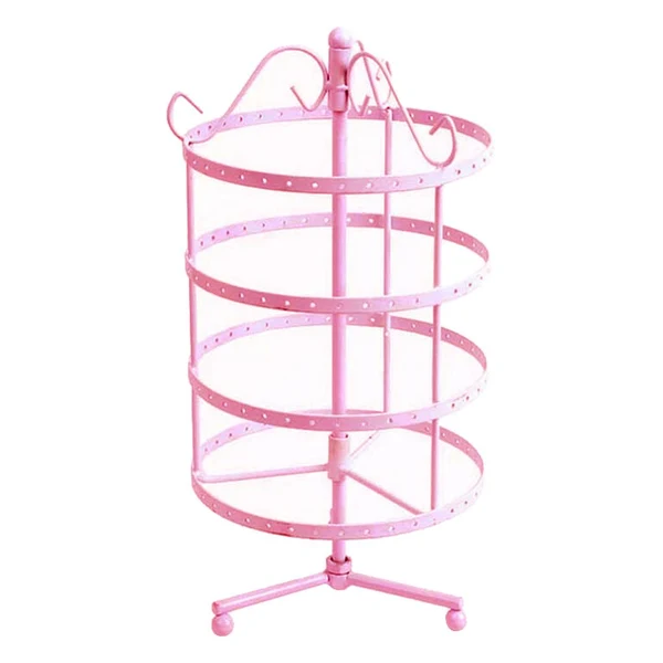 Secure Max Maxb 4 Tiers Metal Rotating EarringS Display Stand Jewelry Holder Rack Pink Fast