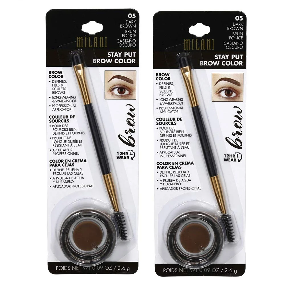 Solid Pack of 2 Milani Stay Put Brow Color Dark Brown 05 Flexible