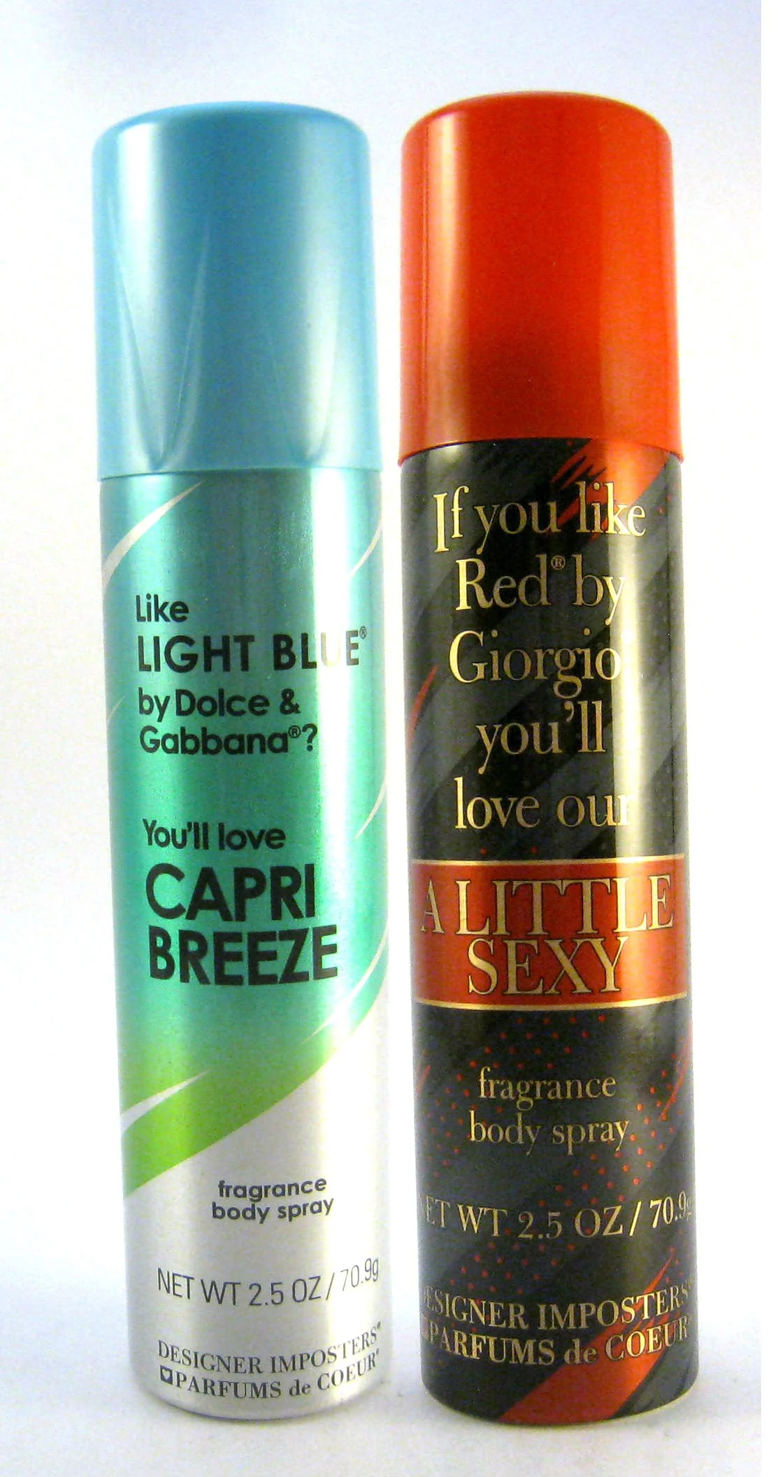 Crafted Parfums De Coeur Designer Imposters Women Body Spray 2.5 oz Bundle Capri Breeze A Little Sexy Next-Generation