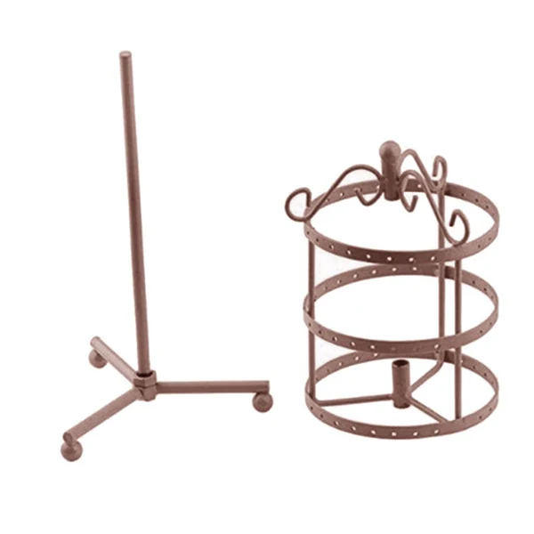 Fashionable Max Maxb 3-tier Rotating Metal Jewelry Display Rack Earrings Storage 72 Holes Bronze Superior