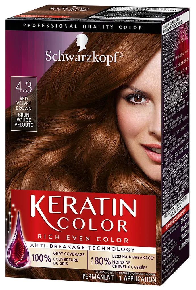 Breathable Schwarzkopf Keratin Color Permanent Hair Color Cream 4.3 Red Velvet Brown Next-Generation