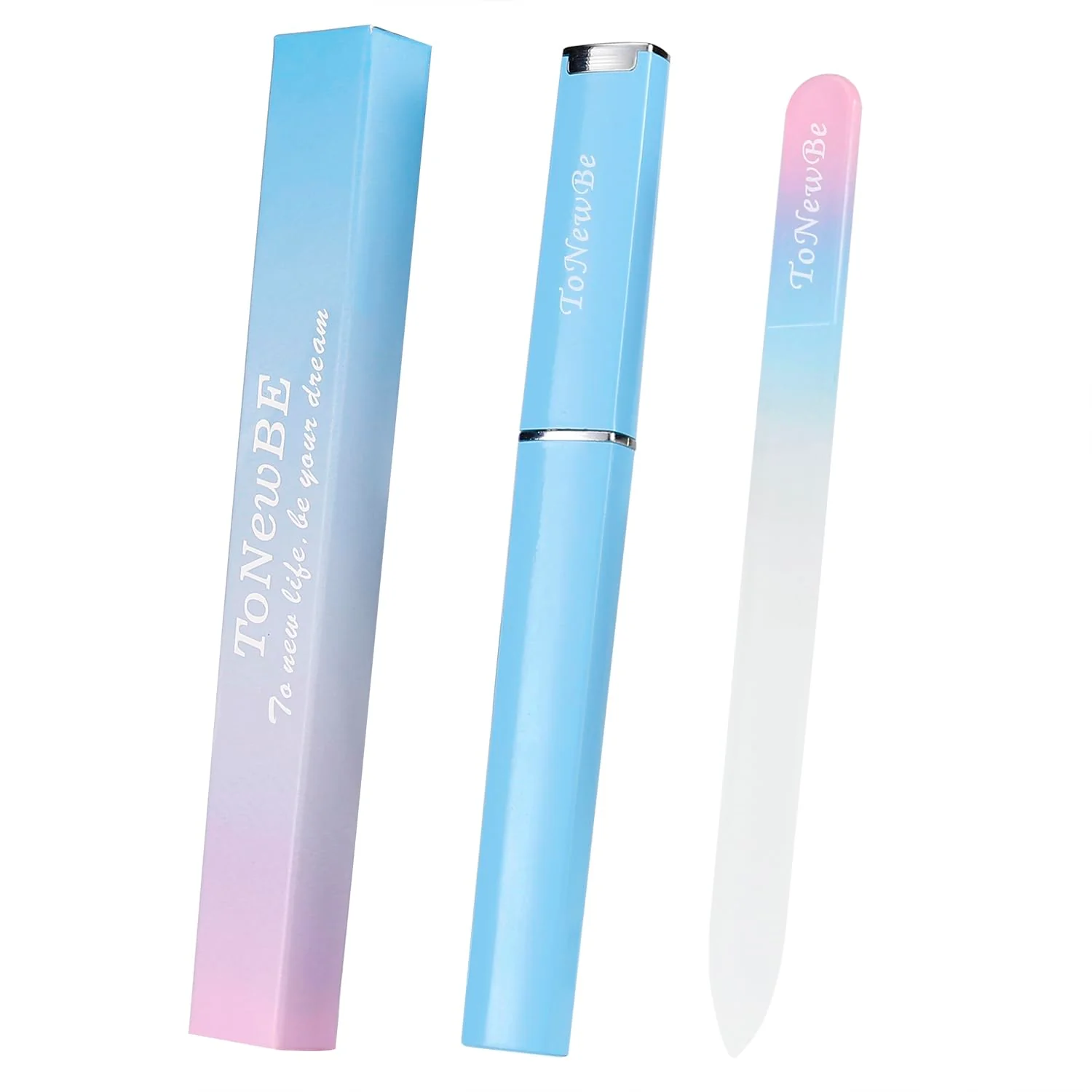 Refined Glass Nail File in Case Glass Fingernail File Czech File Double-Sided Etched Nail File for Nail Art Nail Care Christmas Gifts Stocking Stuffers Safe