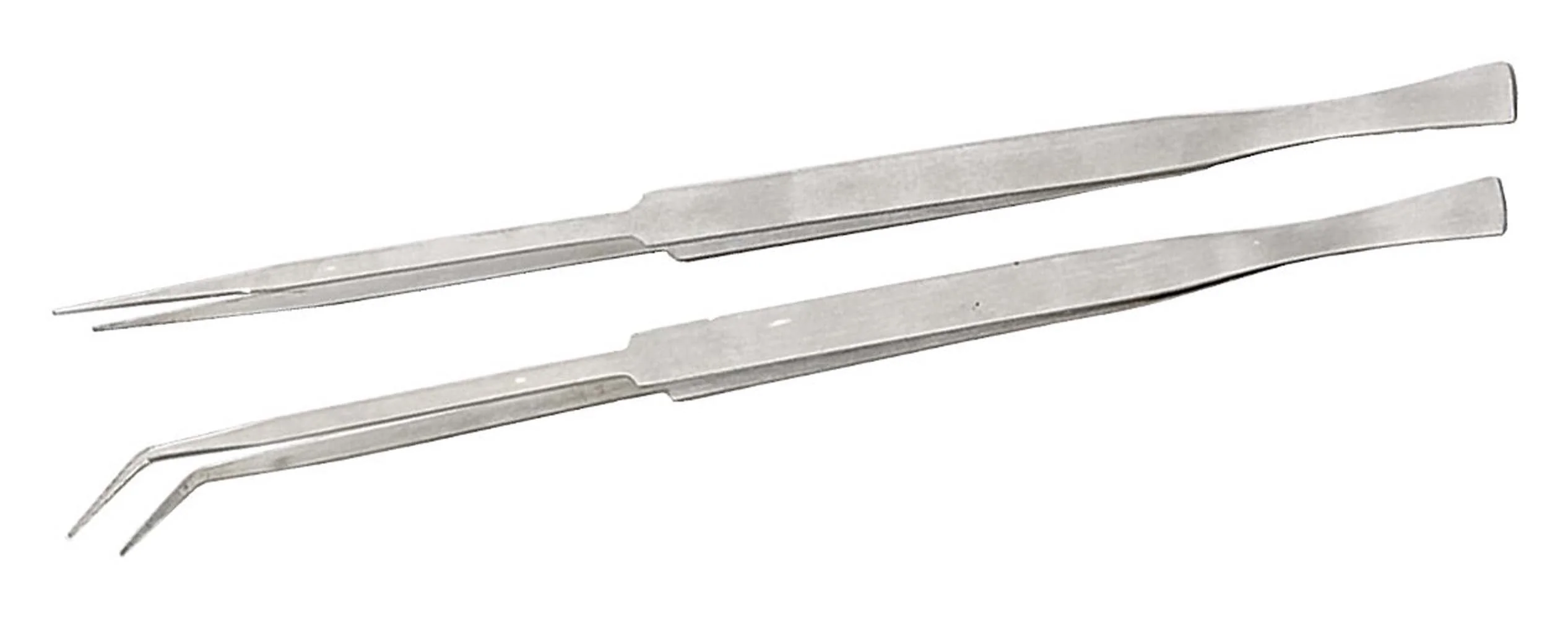 Elite Jewel Tool 2 Piece 12 Extra Long Tweezer Set Stainless Steel Construction Includes 1 Straight And 1 Angled Narrow Tip Versatile Applications Original
