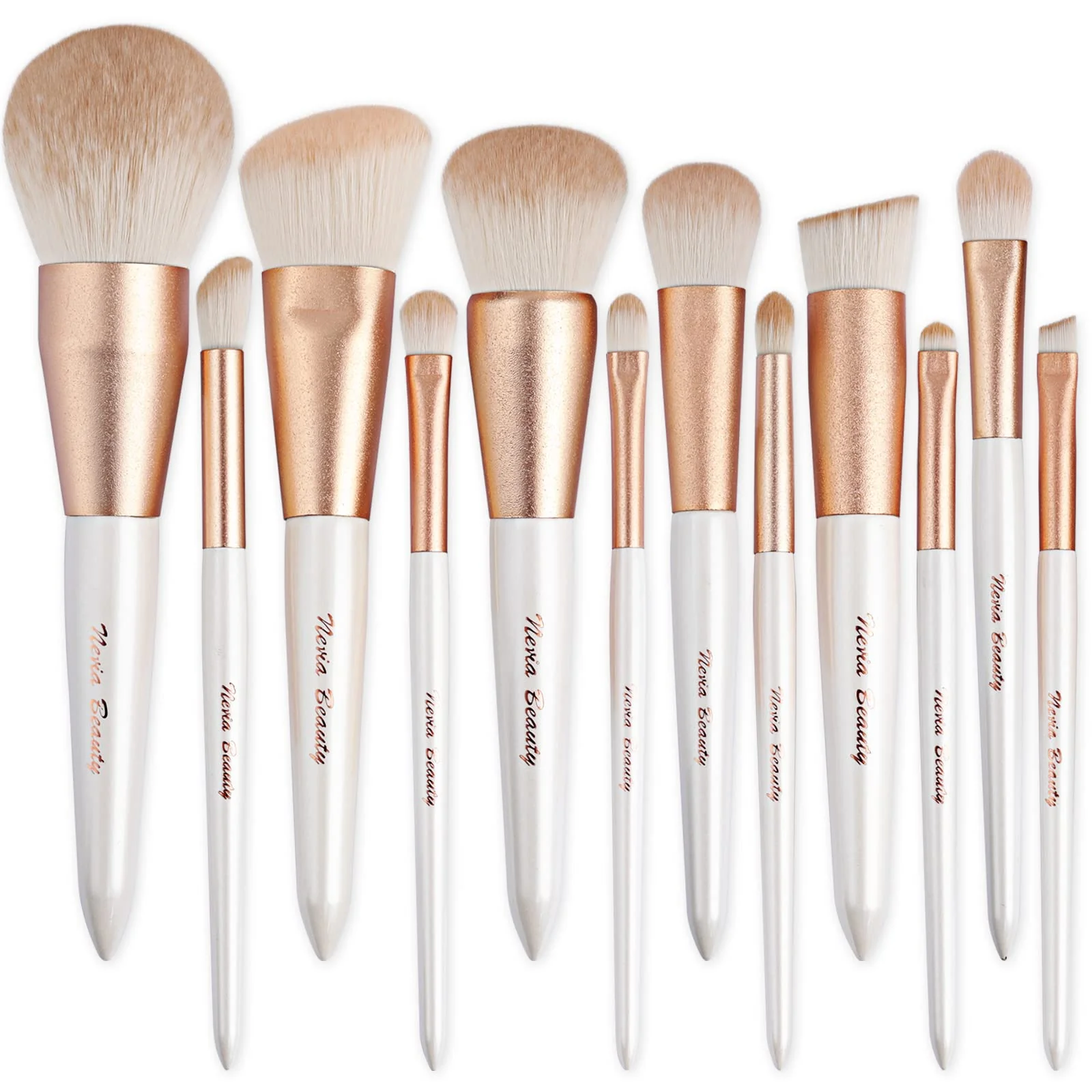 Minimalist Makeup Brushes Set EVRCHGIEA 12pcs Premium Eye Shadow Eyebrows Eyeliner Concealer Lip Liner Foundation Makeup Brush White Travel Makeup Expertly Made