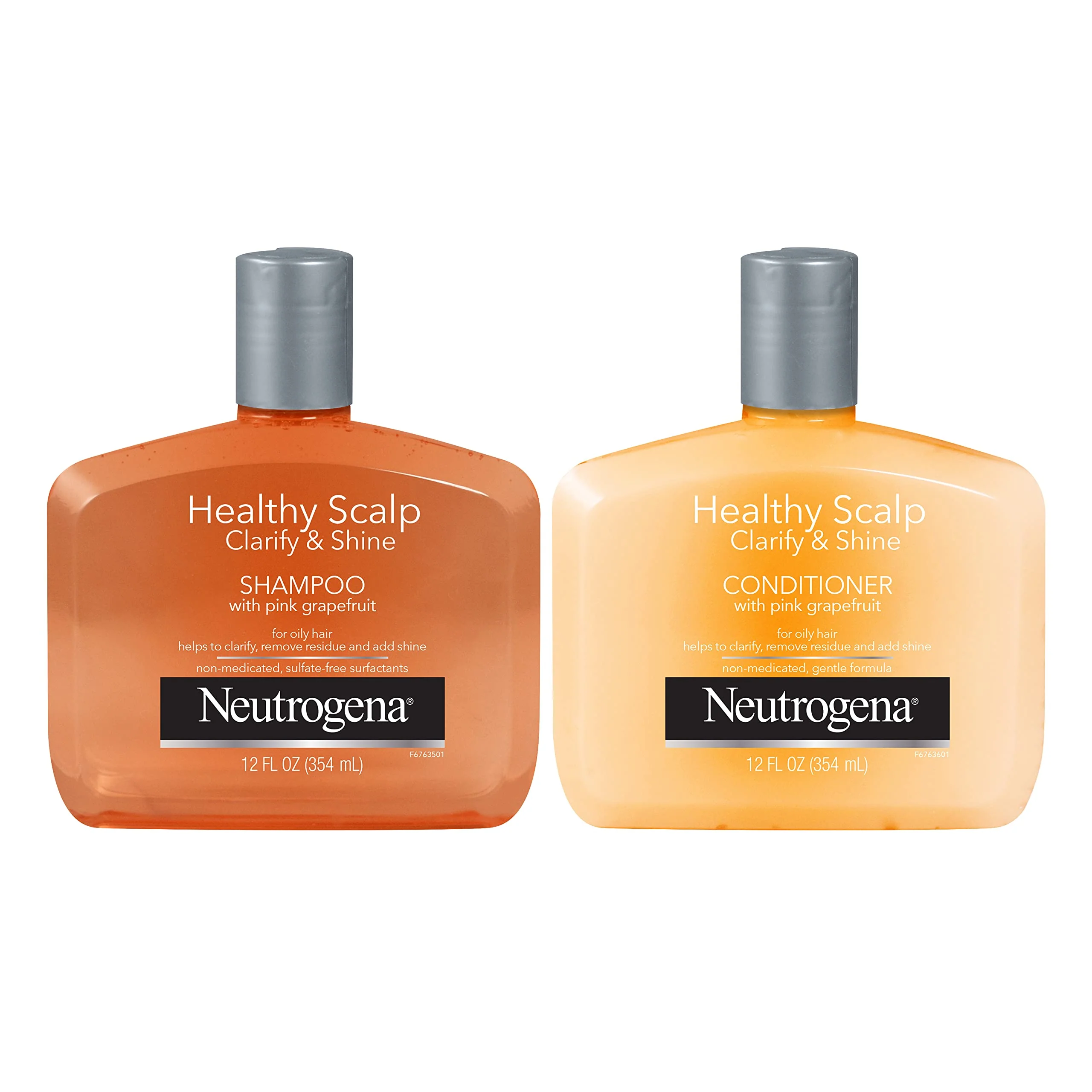 Long-Lasting Neutrogena Exfoliating Healthy Scalp Clarify Shine Shampoo Conditioner for Oily Hair and Scalp with Pink Grapefruit pH-Balanced Paraben Authentic
