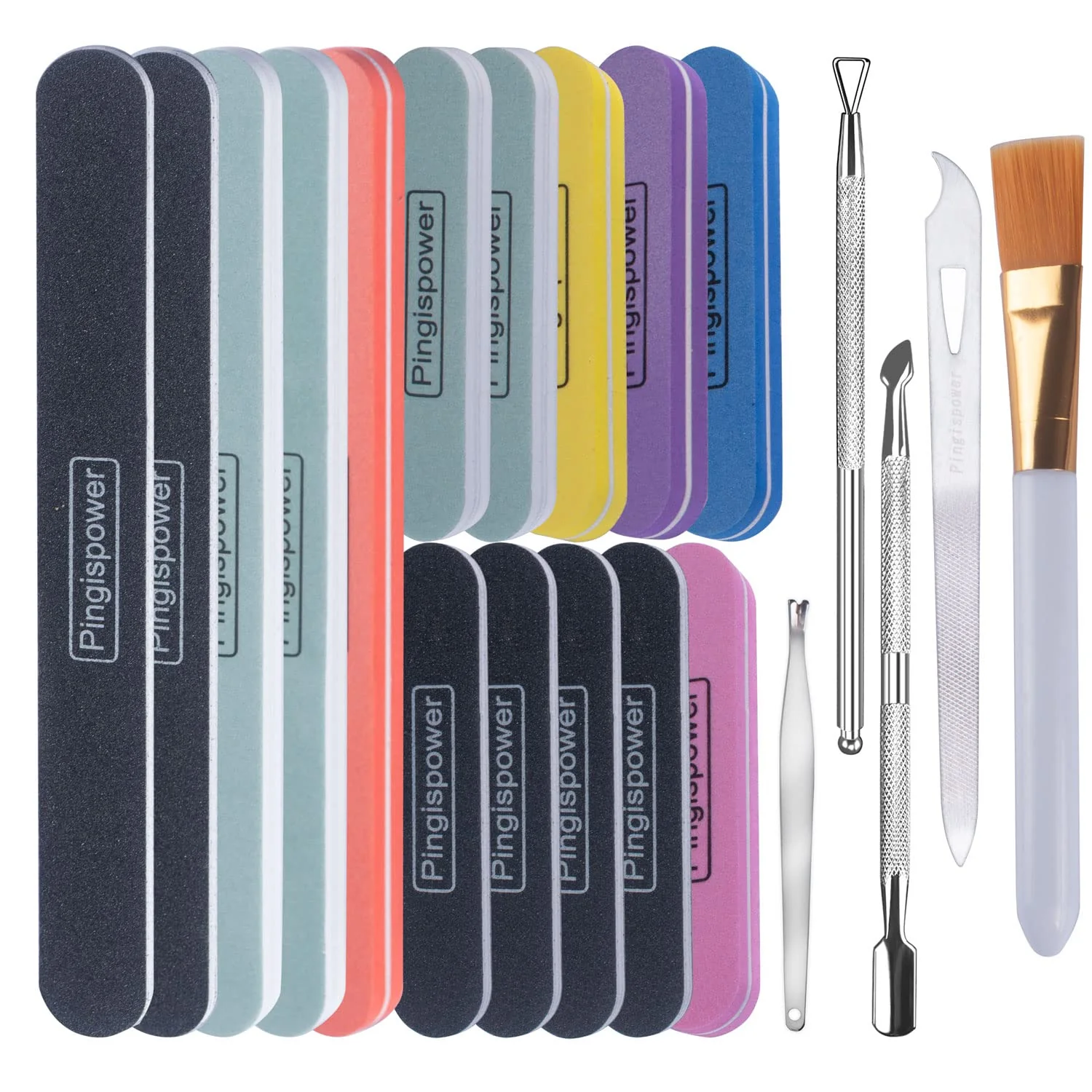 Premium Pingispower Nail Files and Buffers 20PCS Professional Nail File Nail Polishing Buffer Block for Natural Nails 100 180 600 3000 Grit Reusable Healthy