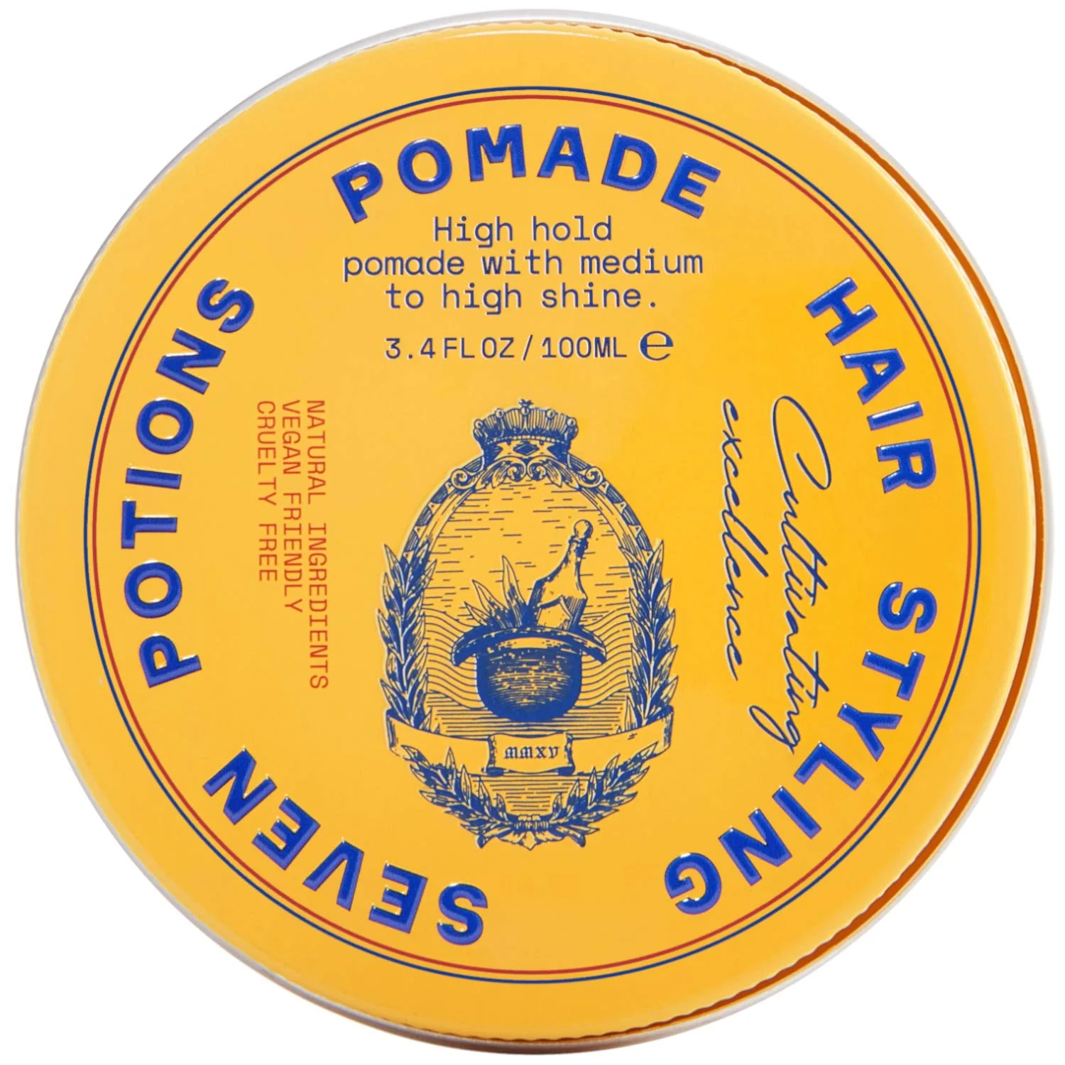 Functional SEVEN POTIONS Men s Hair Pomade - High Shine High Hold Water-Based - Barber-Grade Styling for Slick Back Pompadour Side Part - Natural Vegan Prestigious