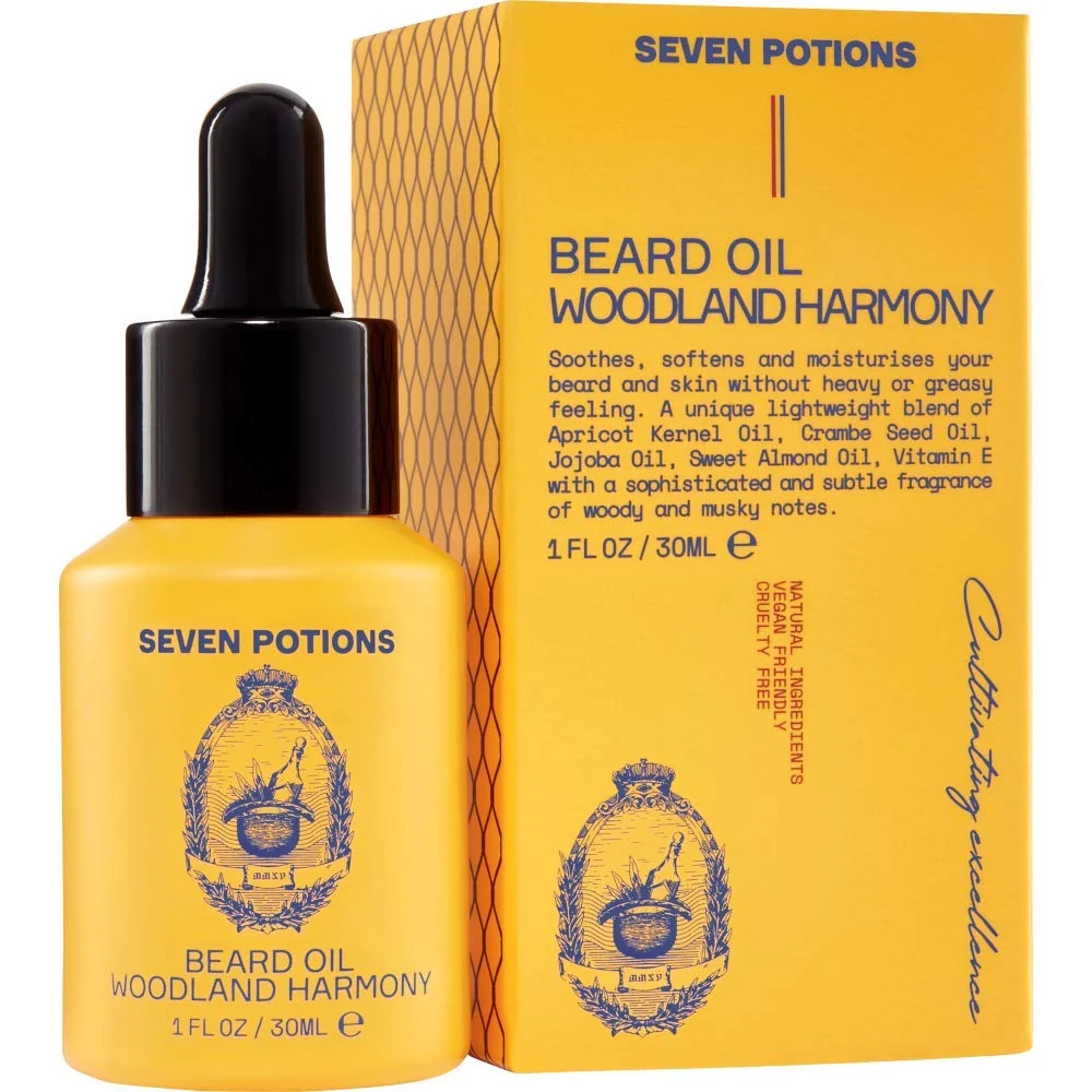 Enhanced SEVEN POTIONS Natural Beard Oil for Men 1 FL OZ 30ml - Sweet Woody Beard Softener Conditioner - Vegan Conditioning Oil That Helps Prevent Itch Professional