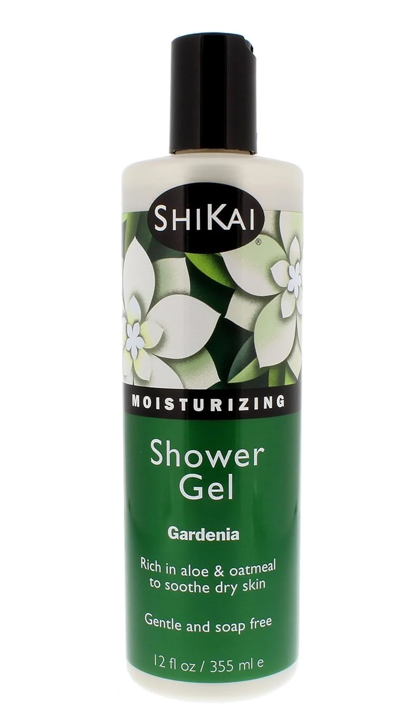 Certified ShiKai Daily Moisturizing Shower Gel Gardenia 12 oz Gentle Formula With Aloe Vera Oatmeal for Soft Healthy Skin Dry Skin Relief Authentic