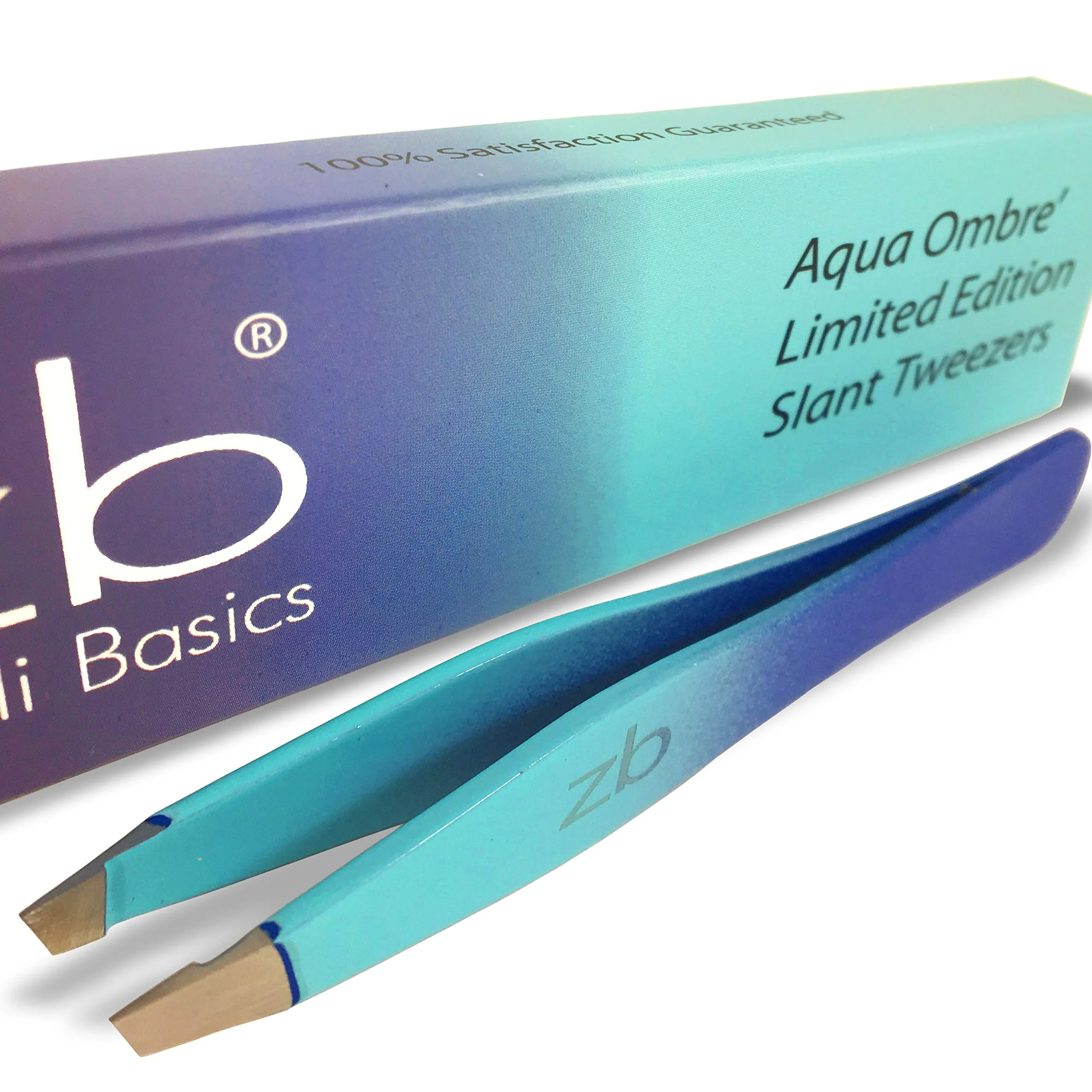 Trendy Zizzili Basics Tweezers - Limited Edition Aqua Ombré Slant Tweezer - Tweezers for Eyebrow Hair Removal and Your Precision Needs First-Class