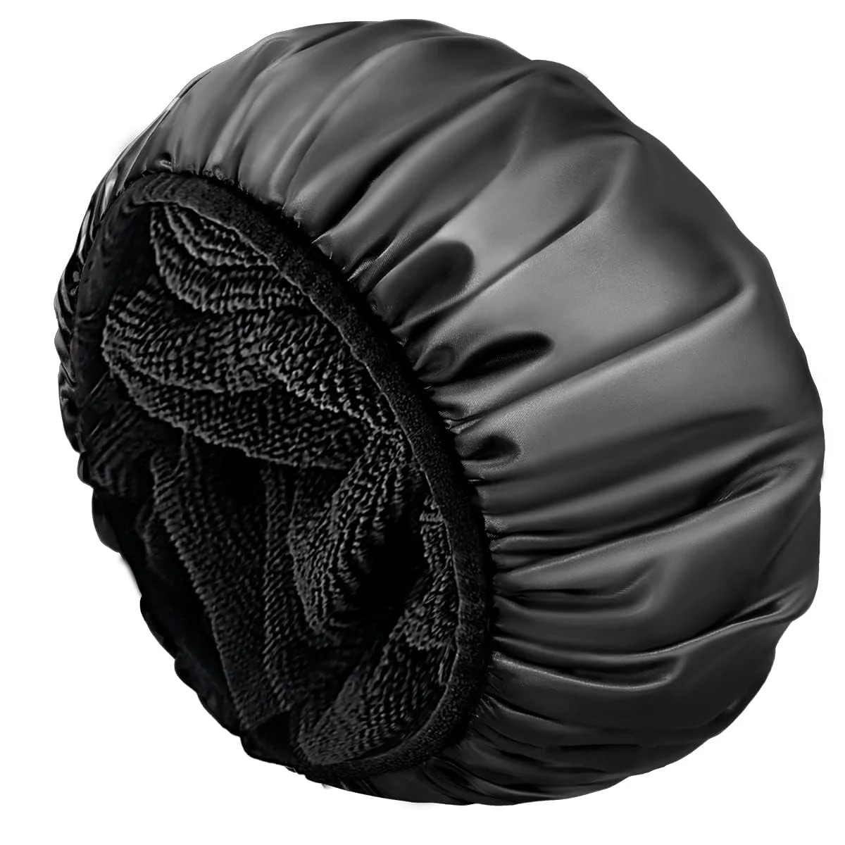 Effective Aquior Shower Cap Terry Lined Shower Cap for Women Reusable Triple Layer Waterproof Bath Cap Extra Large for Women Long Hair Black Outstanding