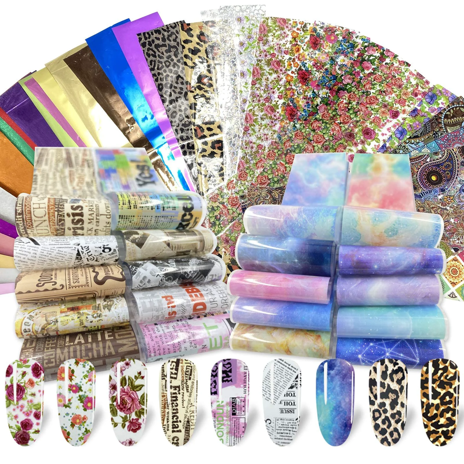 Next-Generation Bagvhandbagro 100 Sheets Nail Foil Transfer Sticker Kit Art Decals World-Class