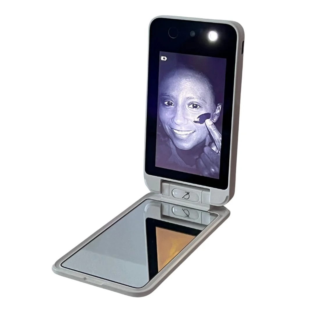Expertly Made Bluestone Sunshield Sun Smart UV Makeup Mirror - Makeup Vanity Mirror I for Travel with Advanced Sun Protection Detection USB Charging Backup Selected
