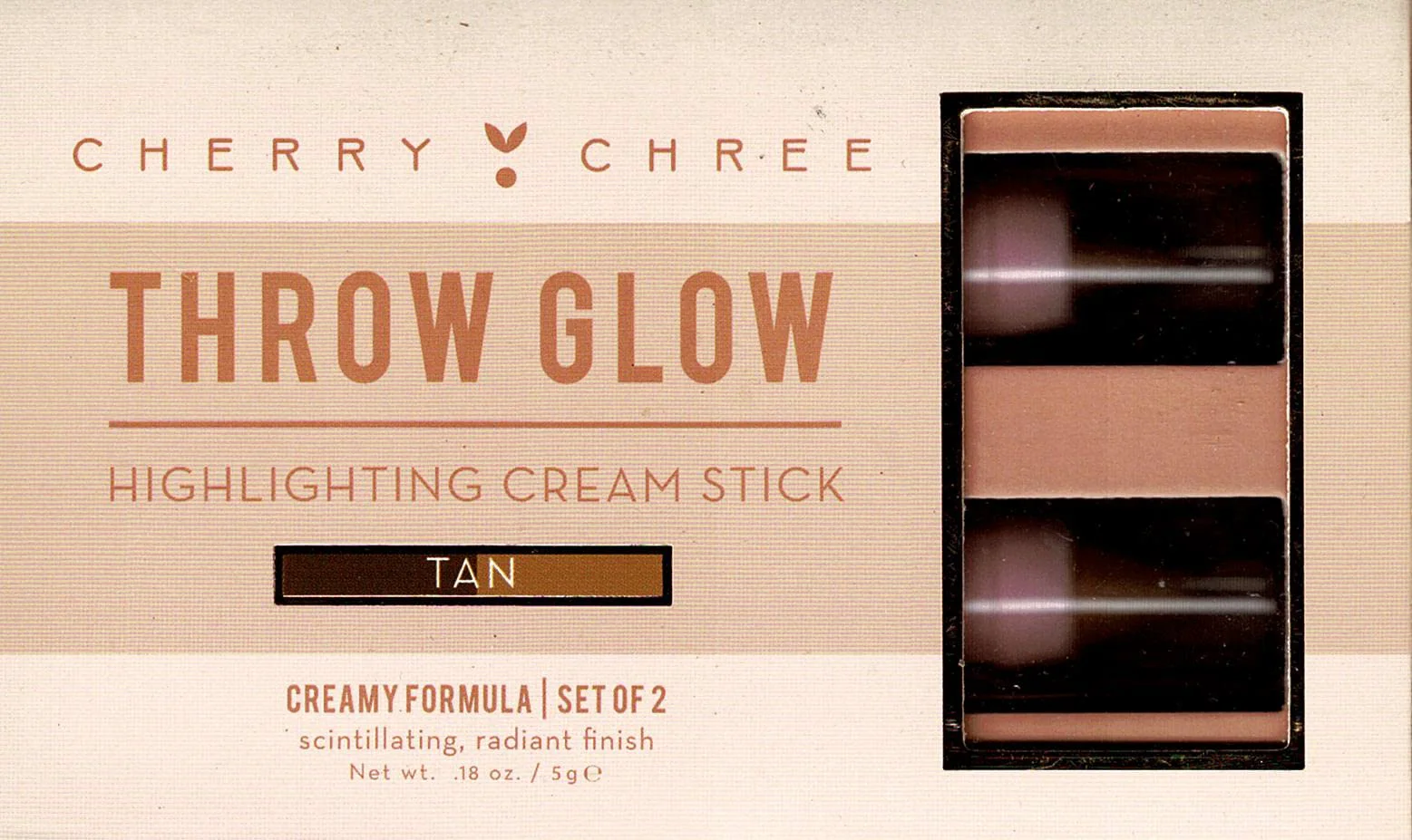 Proven Cheery Chree Throw Glow Highlighting Cream Stick Tan Creamy Formula Set of 2 Pack Easy-to-Use