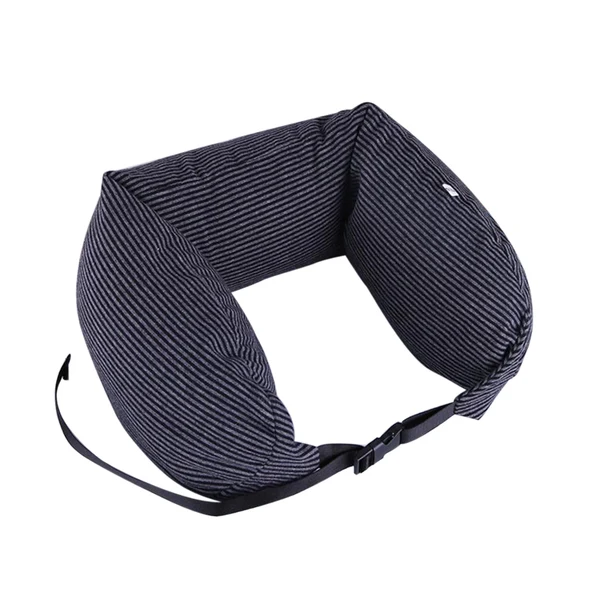Refined Max Cotton U Shape Travel Neck Pillows Sleeping Cushion Black Stripe Organic