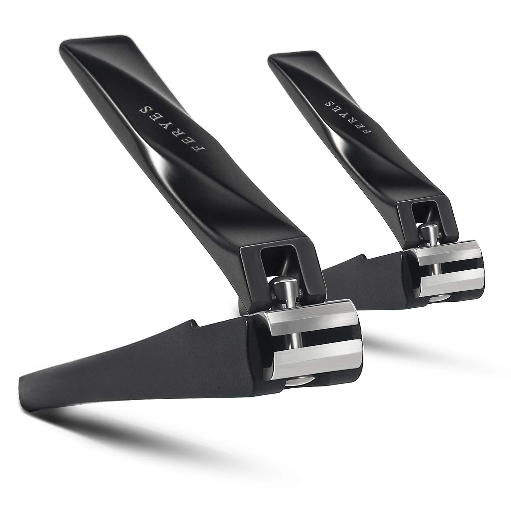 Easy-to-Use FERYES Nail Clippers with Catcher 2 PCS Set No Splash Fingernail Clipper and Toenail Clipper Stainless Steel Nail Cutters - W Black Metal Case Safe