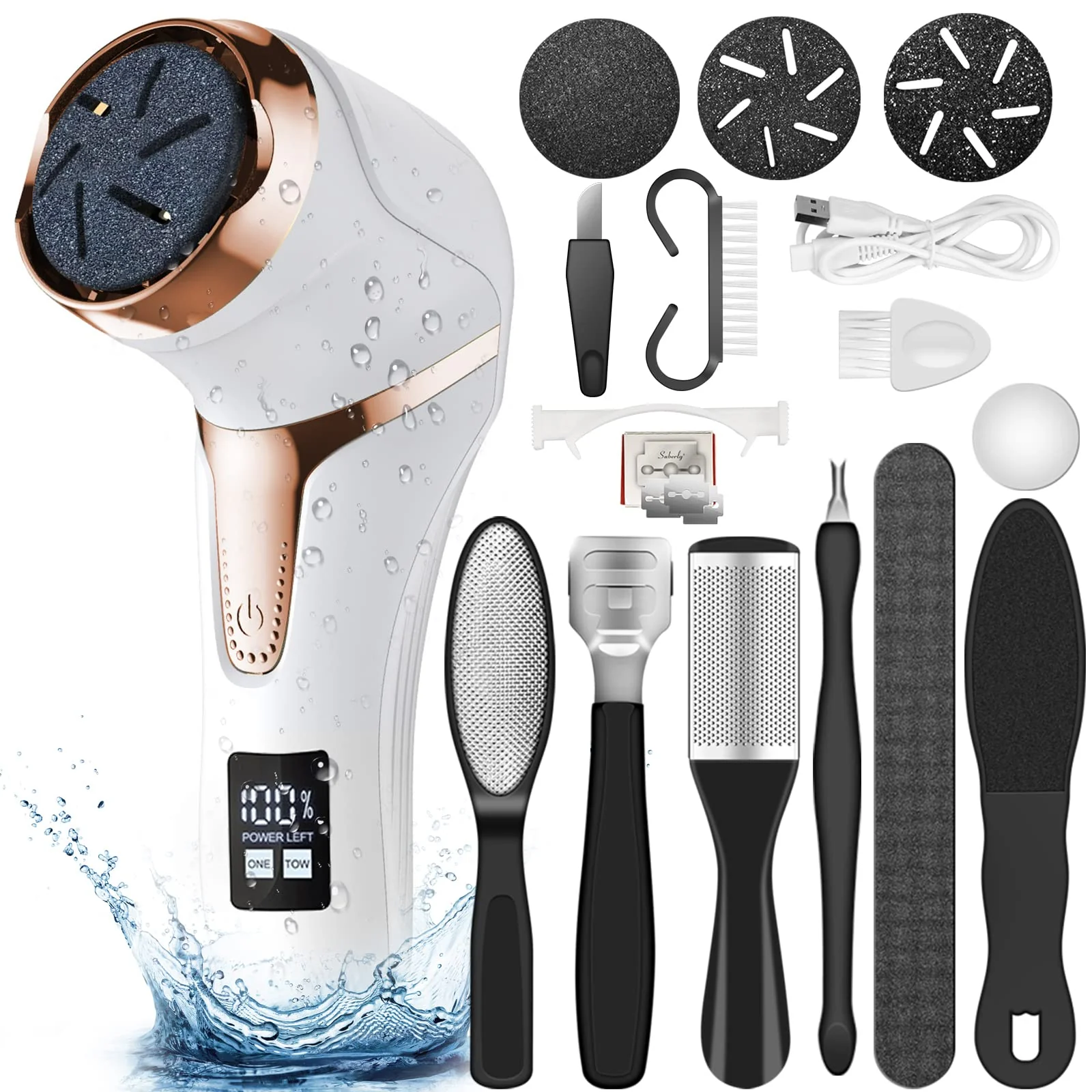 Original Hoxida Electric Callus Remover for Feet with Dander Vacuum Cleaner Quartz Rechargeable Foot Pedicure Tools Foot File Professional Foot Care Kit Versatile