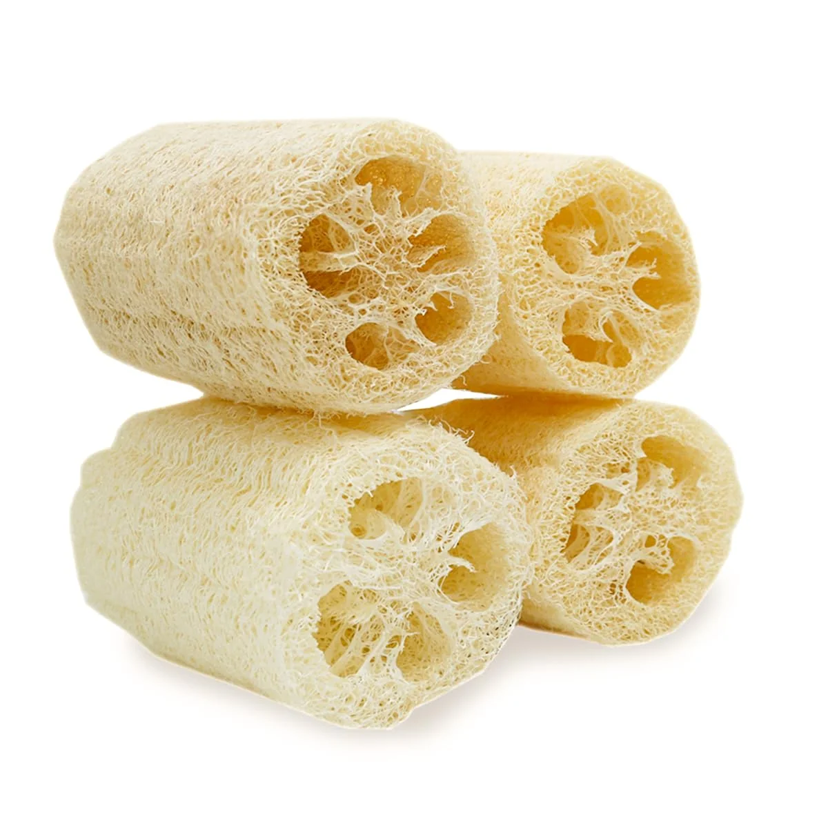 Crafted pisdoplop 4 Natural Loofah Exfoliating Body Sponge Scrubber Plant-Based Organic Loofa Luffa for Men Women Skin Care Bath Shower Cleaning Back Comfortable