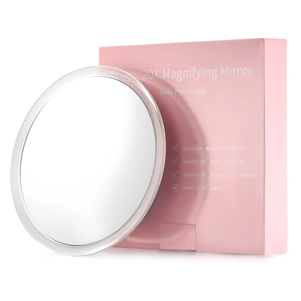 Luxury SANTOO 20X Magnifying Mirror - with 3 Mounting Suction Cups - Used for Precise Makeup - Eyebrows Tweezing - Blackhead Blemish Removal Professional