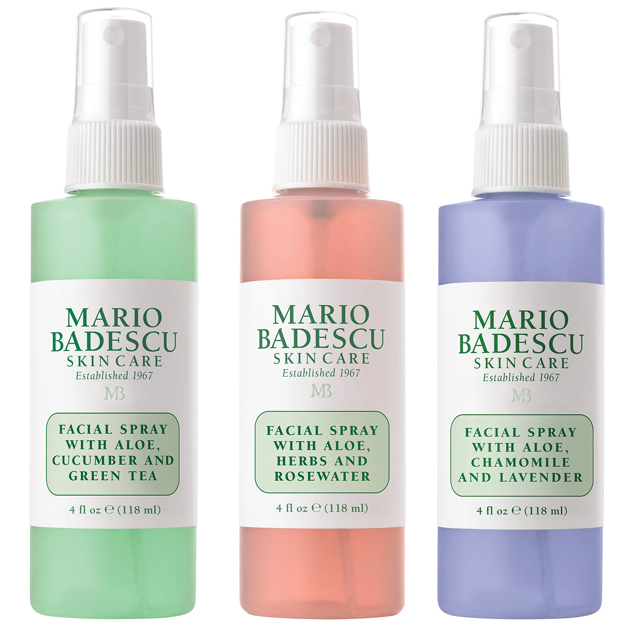 Lightweight Mario Badescu Facial Spray Trio - Cucumber Rose Lavender - Cooling Hydrating Mists for All Skin Types Recyclable