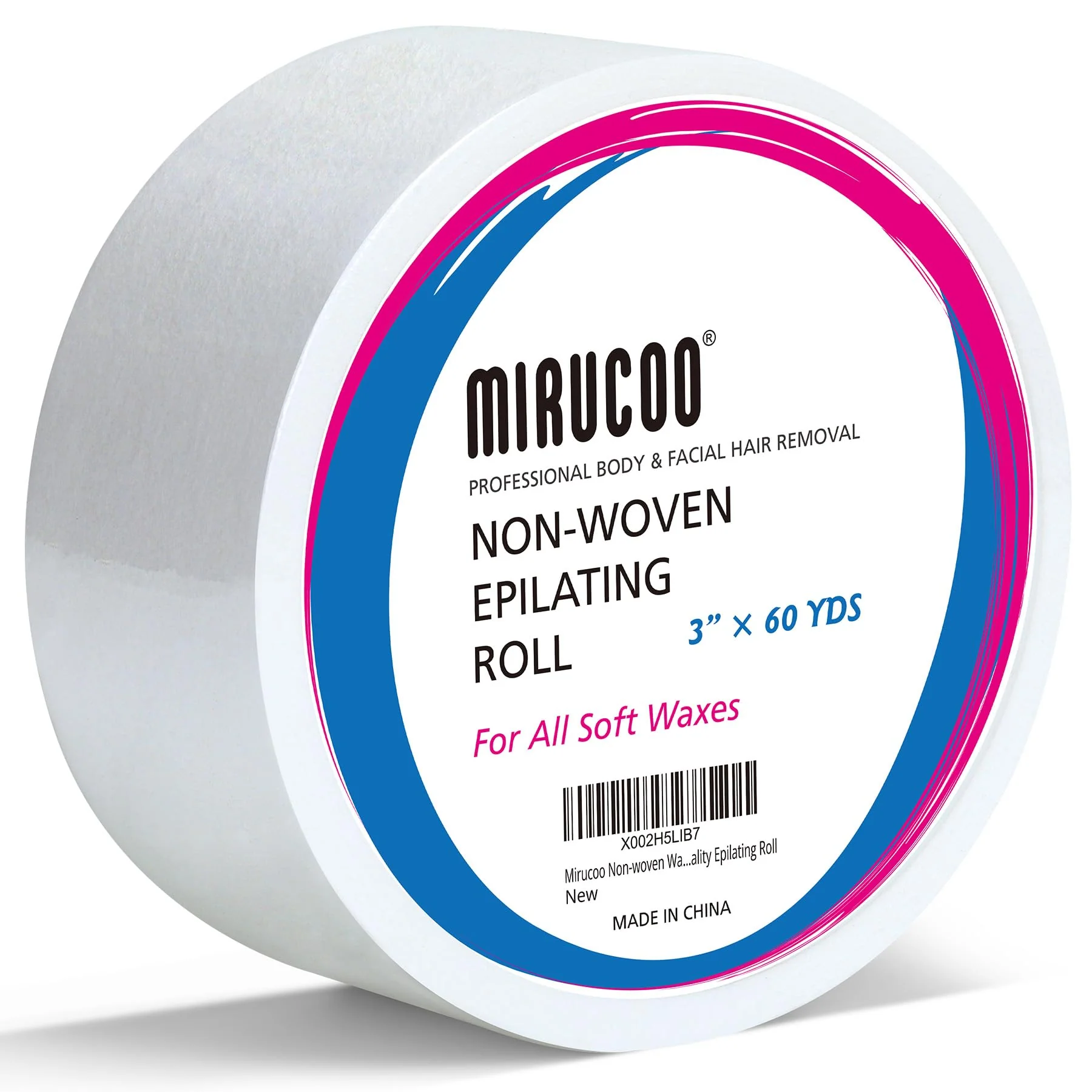 Environmentally Friendly Mirucoo Non-woven Wax Strip Roll for Body and Facial Hair Removal 3 Inches x 60 Yards Pack Salon Quality Epilating Roll High-Performance