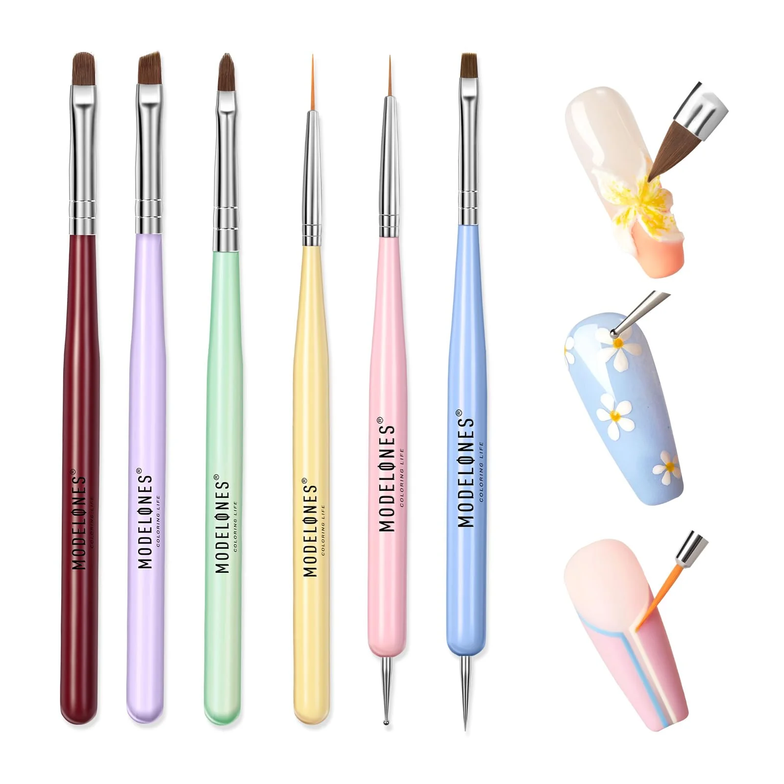 Exclusive Modelones Nail Art Brushes Set Nail Brush kit Gel Polish Extension Gel Liner Clean up Carving Apex Building Dotting Pens Professional Tools Top-Quality