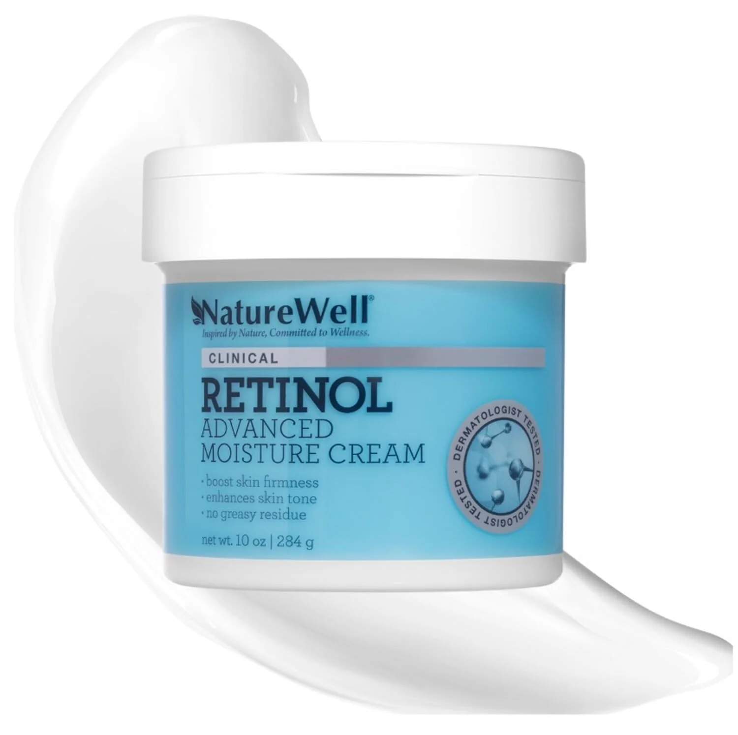 Genuine NATURE WELL Clinical Retinol Advanced Moisture Cream for Face Body Hands Boosts Skin Firmness Enhances Skin Tone No Greasy Residue 10 Oz Solid