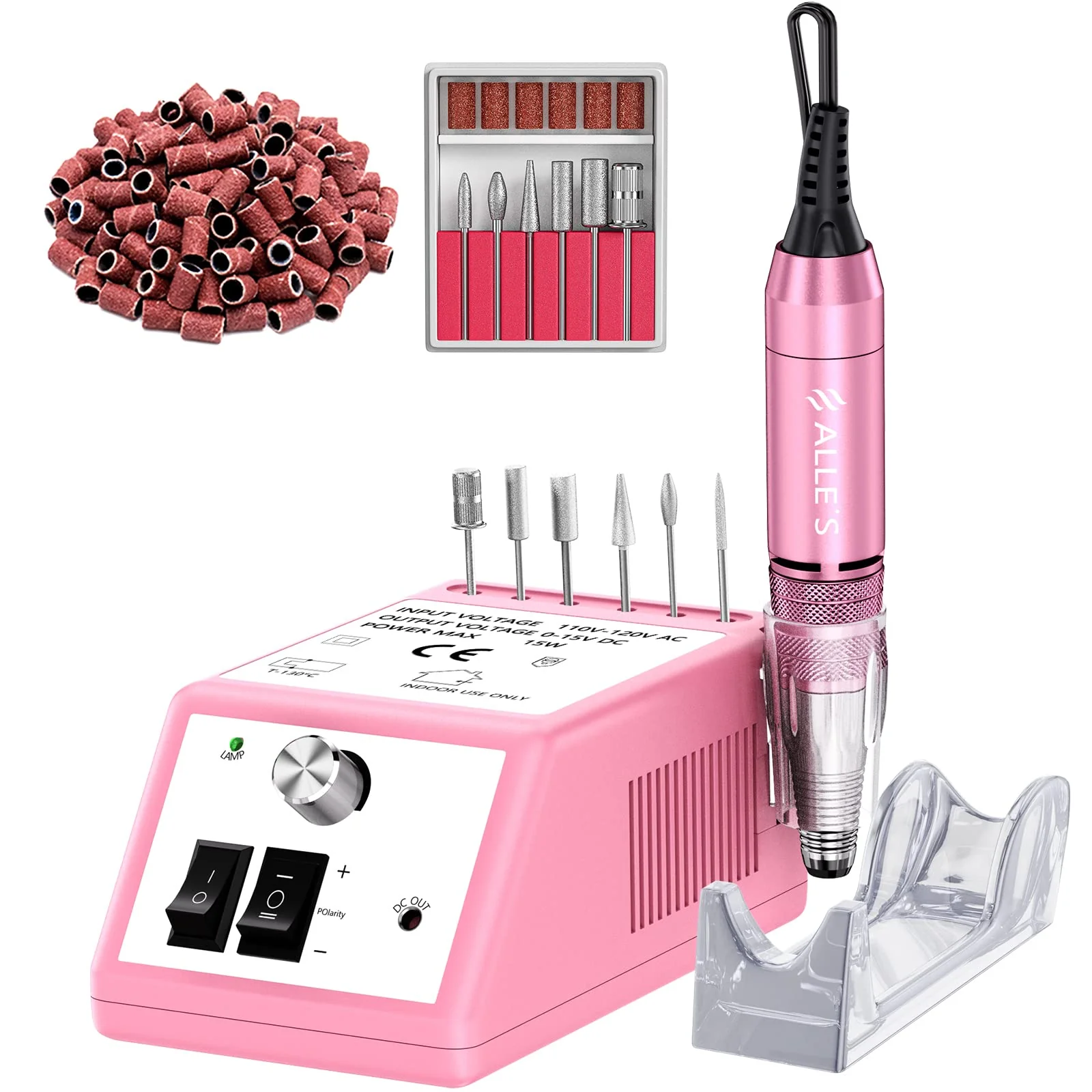 Refined Professional Nail Drill Machine 30000 RPM Efile Electric Nail Filer Kit for Finger Toe Nails Acrylic Gel Nails Manicure Pedicure Drill with 6Pcs Convenient