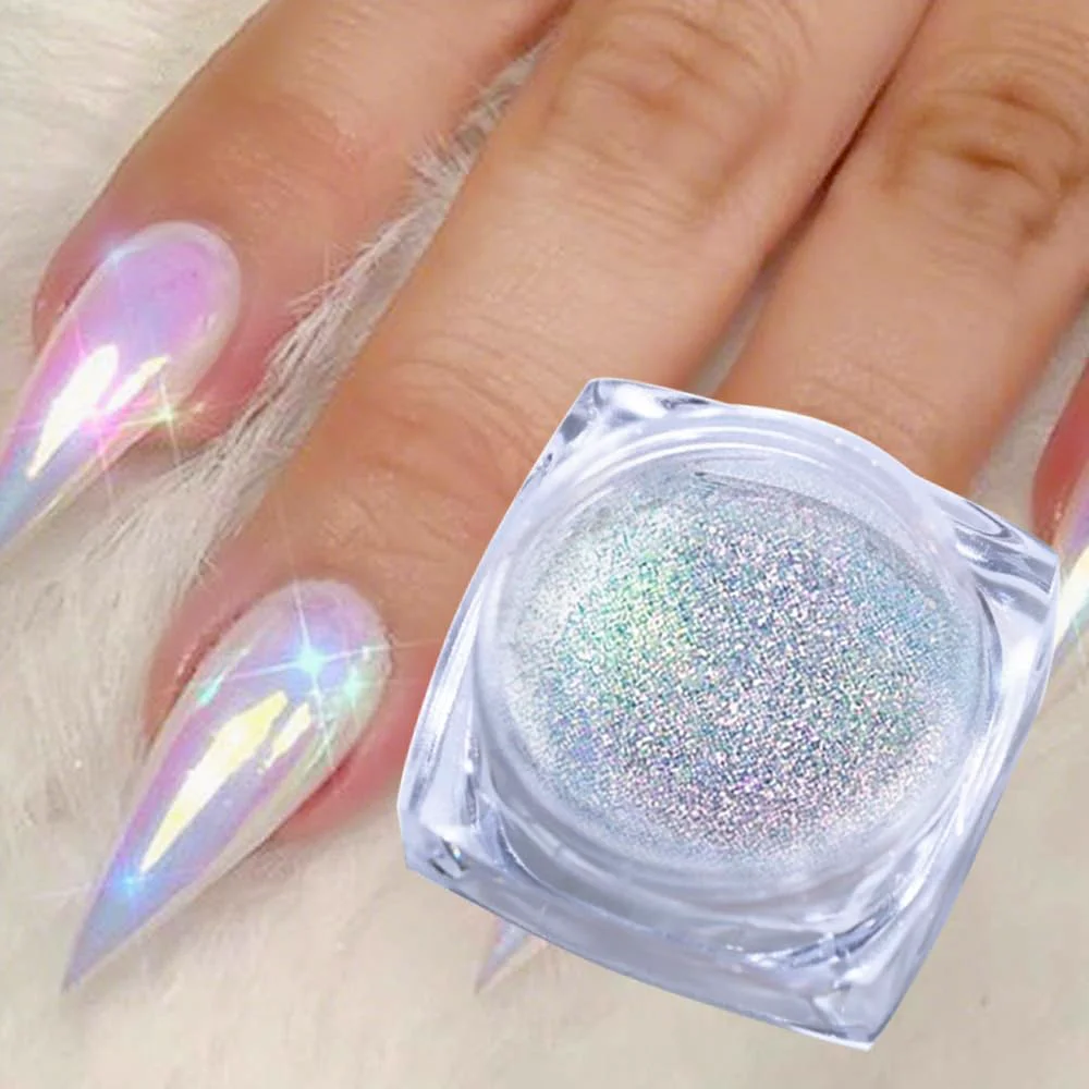 Versatile 1 Box Holographic Nail Glitter Powder Rainbow Color Neon Effect Nail Art Flakes Decoration Chrome Nail Powder Dust Tip Manicure Convenient