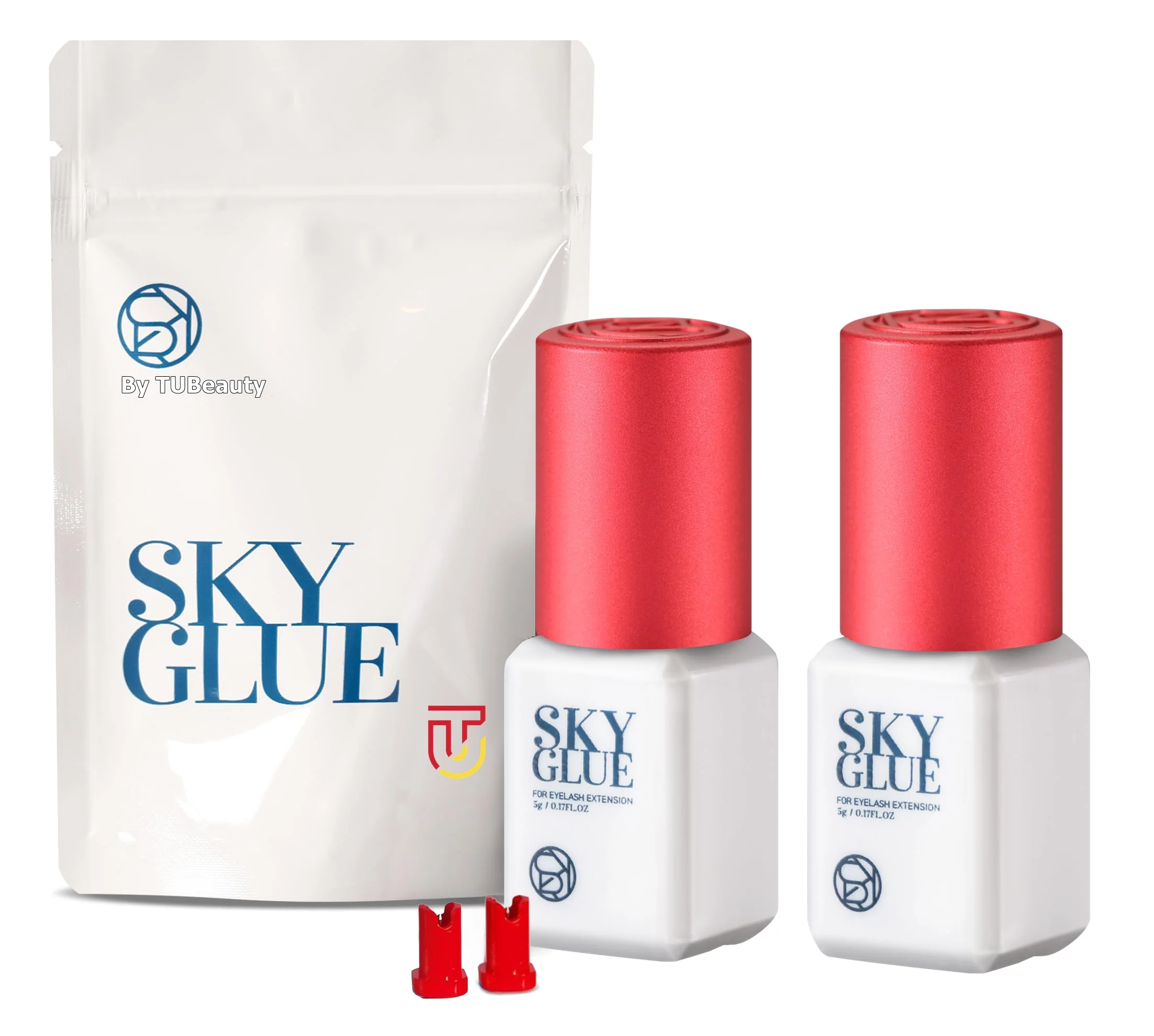 Superior 2 Bottles Sky Glue S for Eyelash Extension 5ml - Powerful Strong Professional Black Bonding Adhesive for Lash Extensions 1-2s Fast Drying 6-8 First-Class