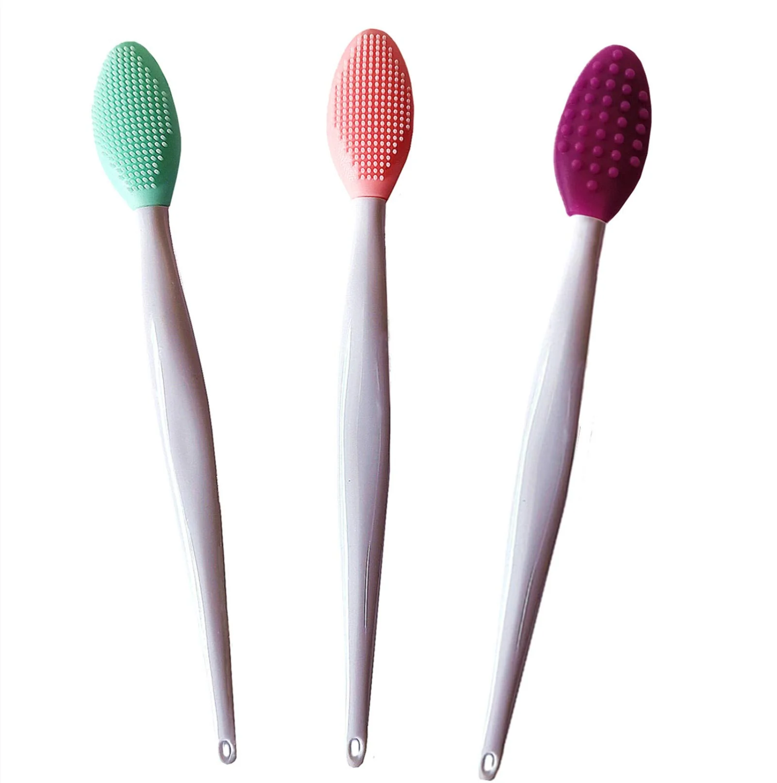 Stylish 3 Pcs Lip Scrub Brush Lip Scrubber Exfoliator Double-Sided Silicone Lip Brush Tool for Men Women Lip Lightening Lip Exfoliator Scrubber Tool for Dark Specialty