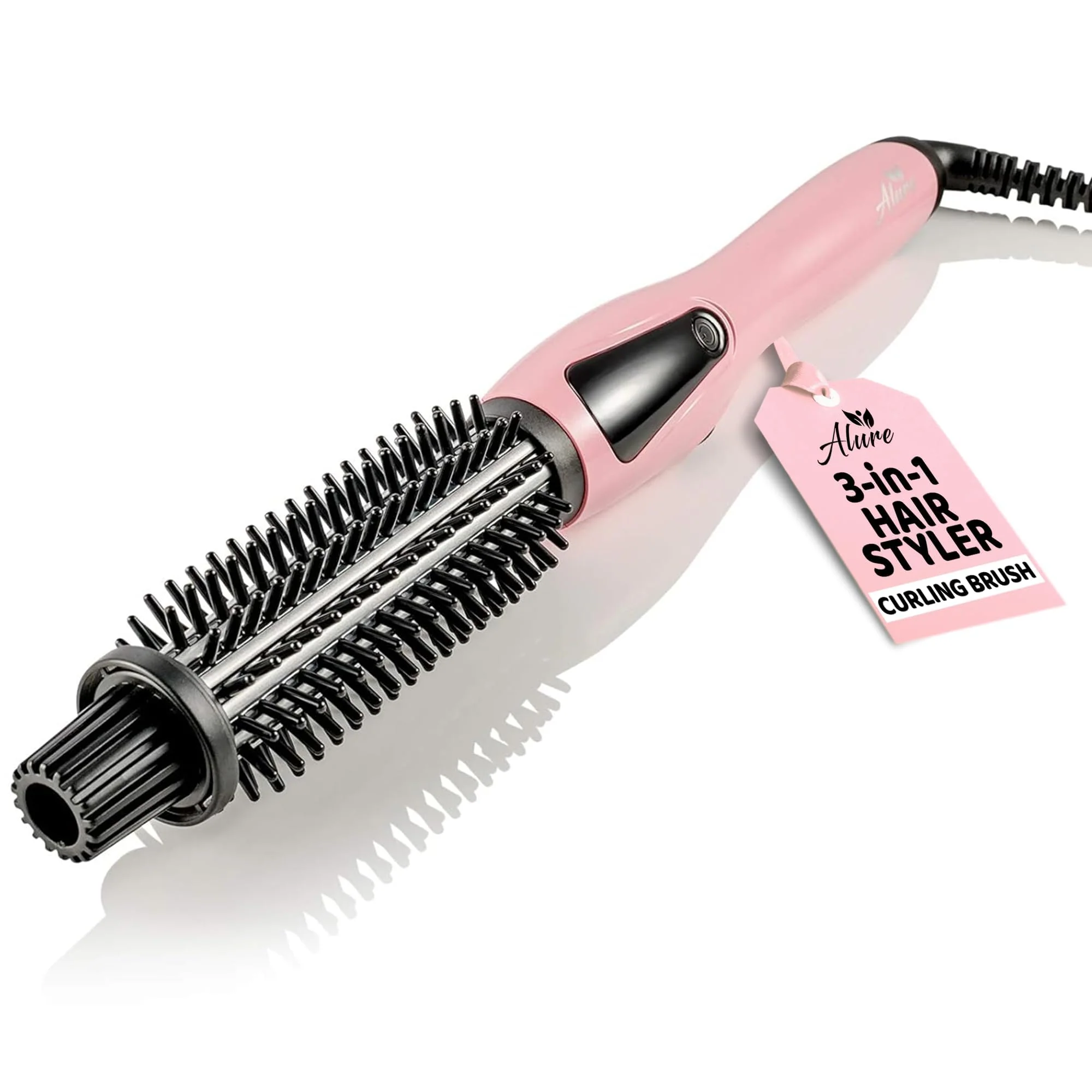 World-Class Alure Heated Styling Brush - 3-in-1 Ionic Hair Curler Straightener with Anti-Scald Nylon Bristles Electric Curl Wand for All Hair Types I as a Practical