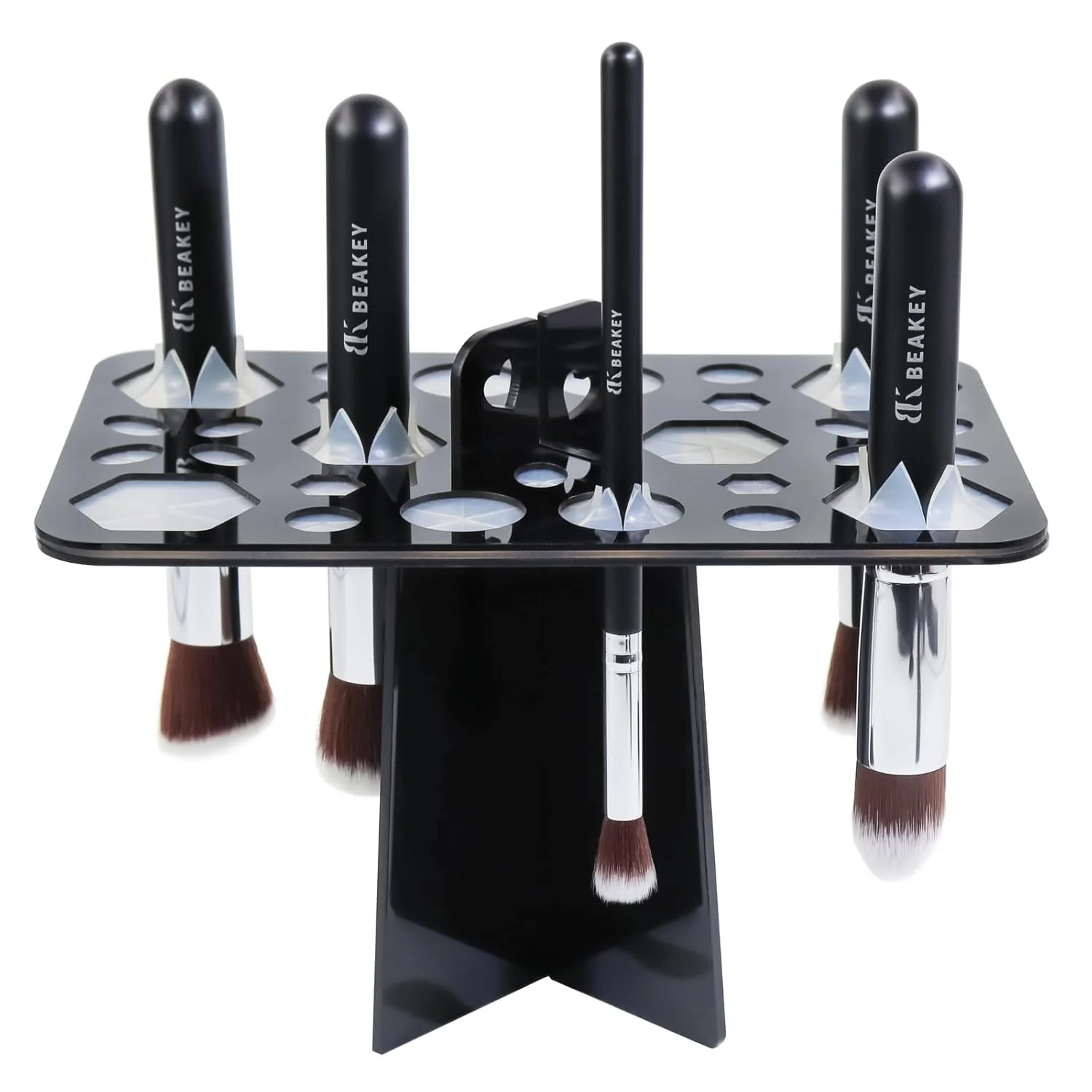Superior BEAKEY Make up Brush Drying Rack Collapsible Makeup Brush Holder 28 Holes Makeup Brush Dryer Stand - Black Stylish
