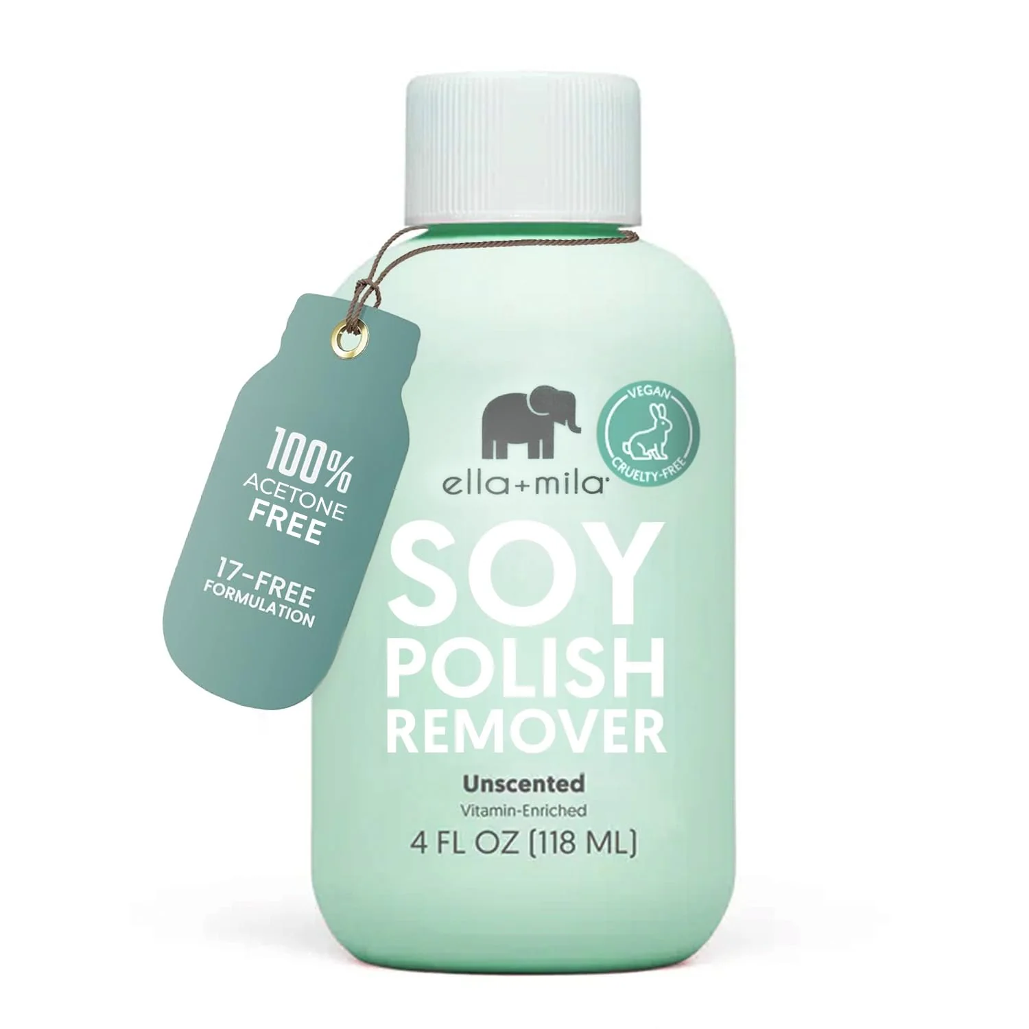 Fast ella mila Soy Nail Polish Remover - Unscented Non-Acetone Non-Toxic Fingernail Polish Remover for Natural Nails - Gentle Vegan Formula Enriched Detailed