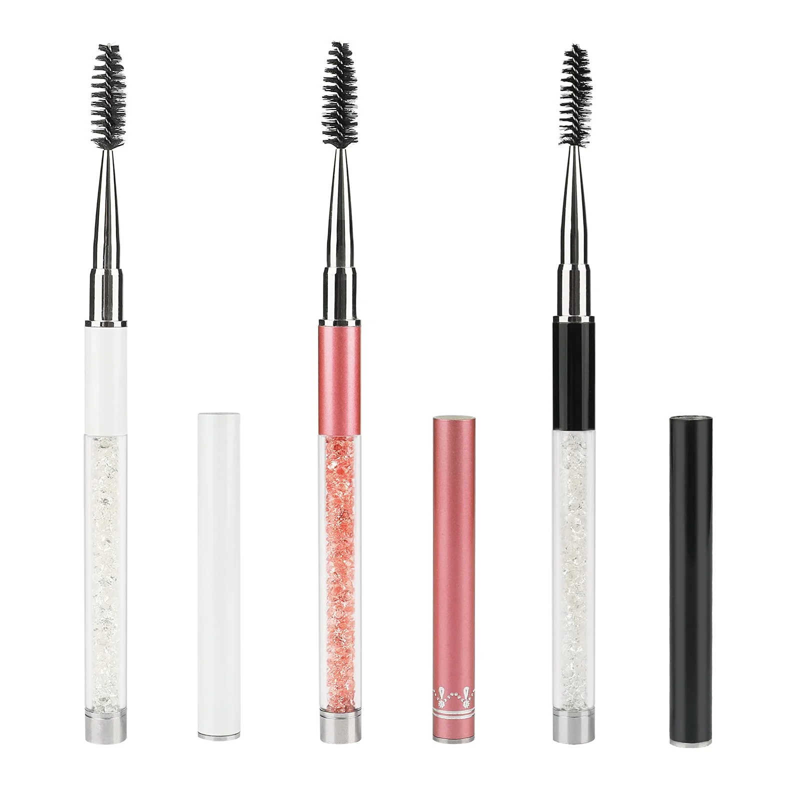 Exclusive G2PLUS 3PCS Eyelash Brushes with Cap Eye brow Brush Eyelash Mascara Brushes Wands Applicator Makeup Tools for Travel High-Performance